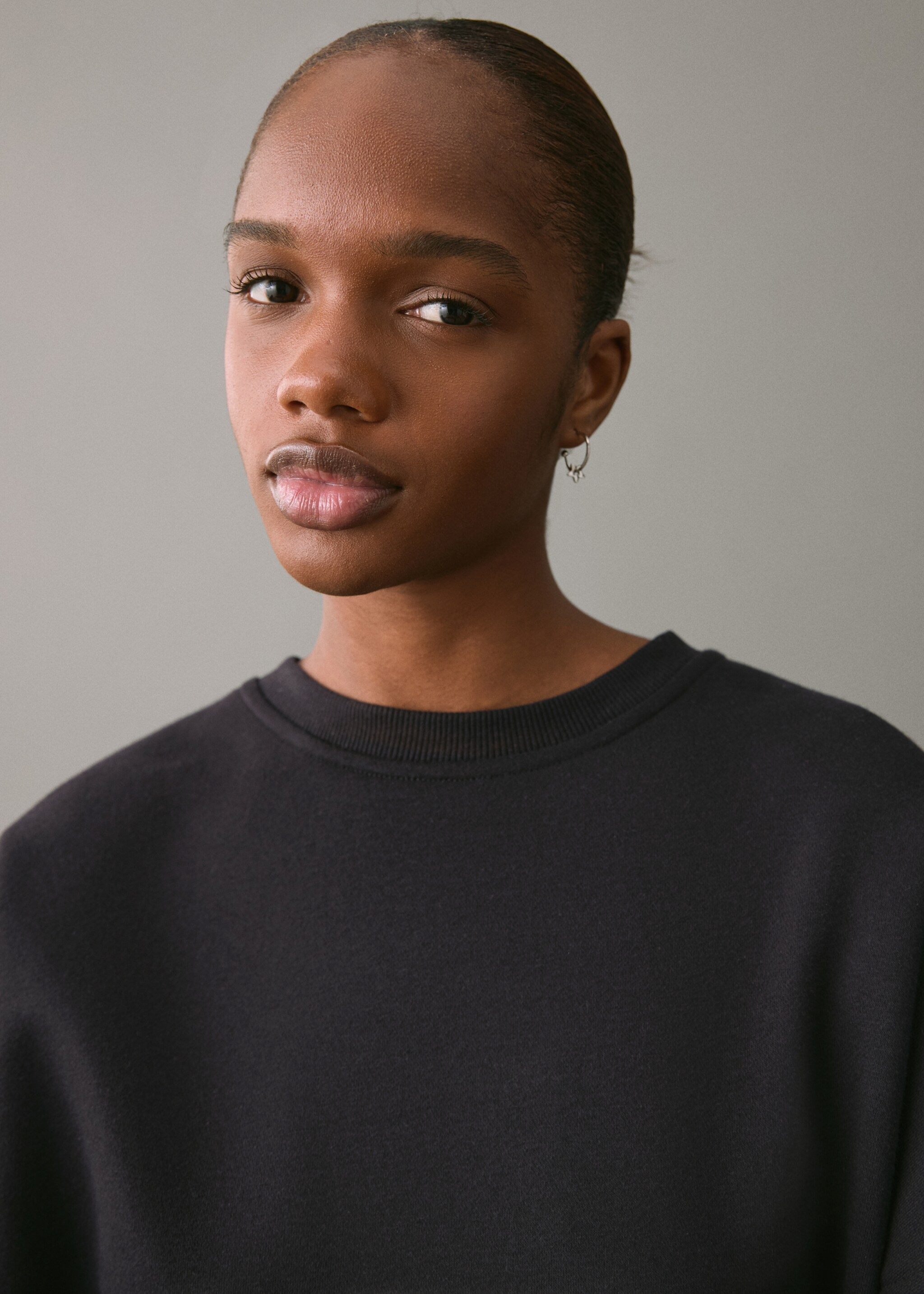 Fringed cotton-blend sweatshirt - Details of the article 1, Black. Ref: 17098277-00.