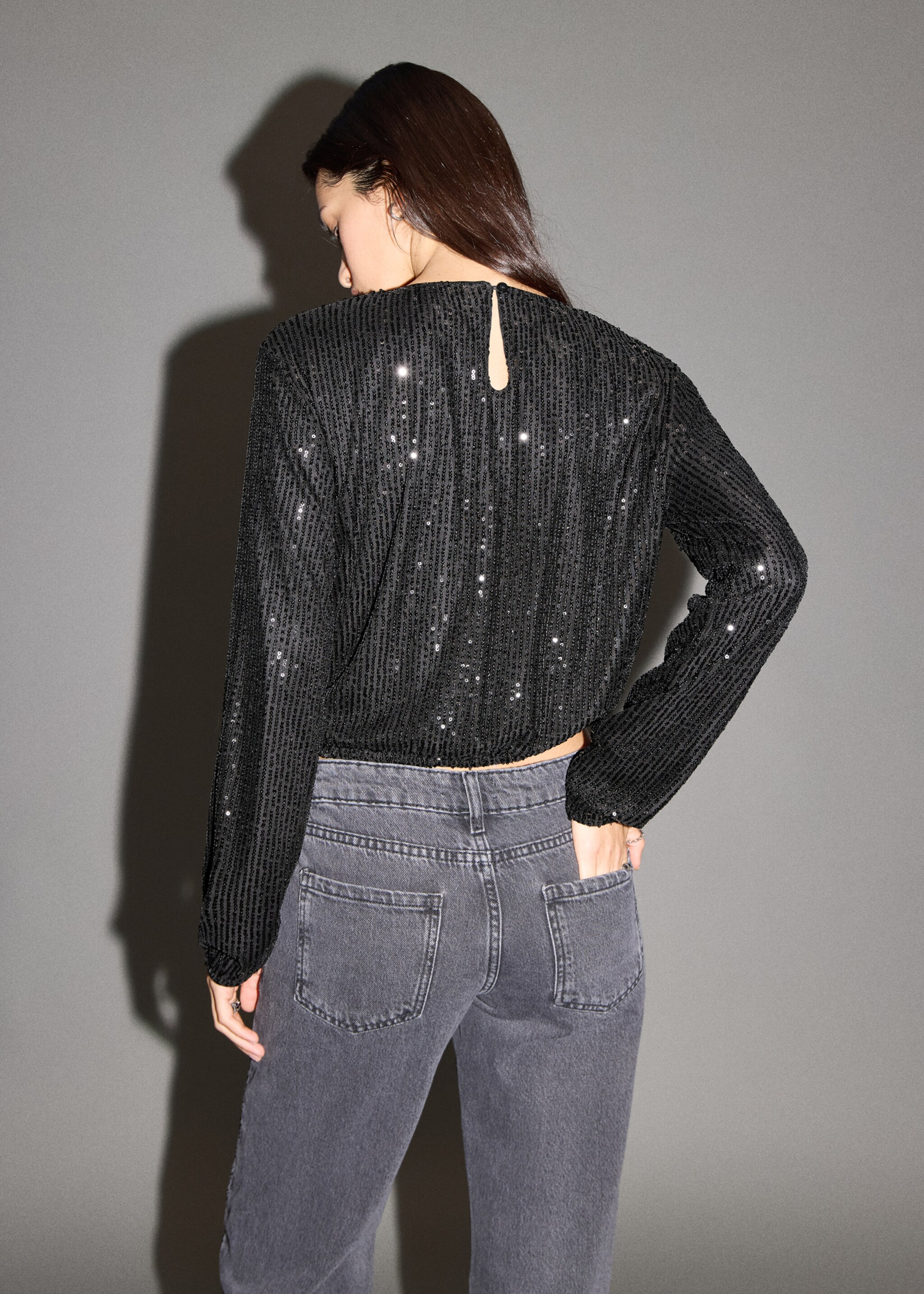 Sequin blouse - Reverse of the article, Black. Ref: 17098278-00.