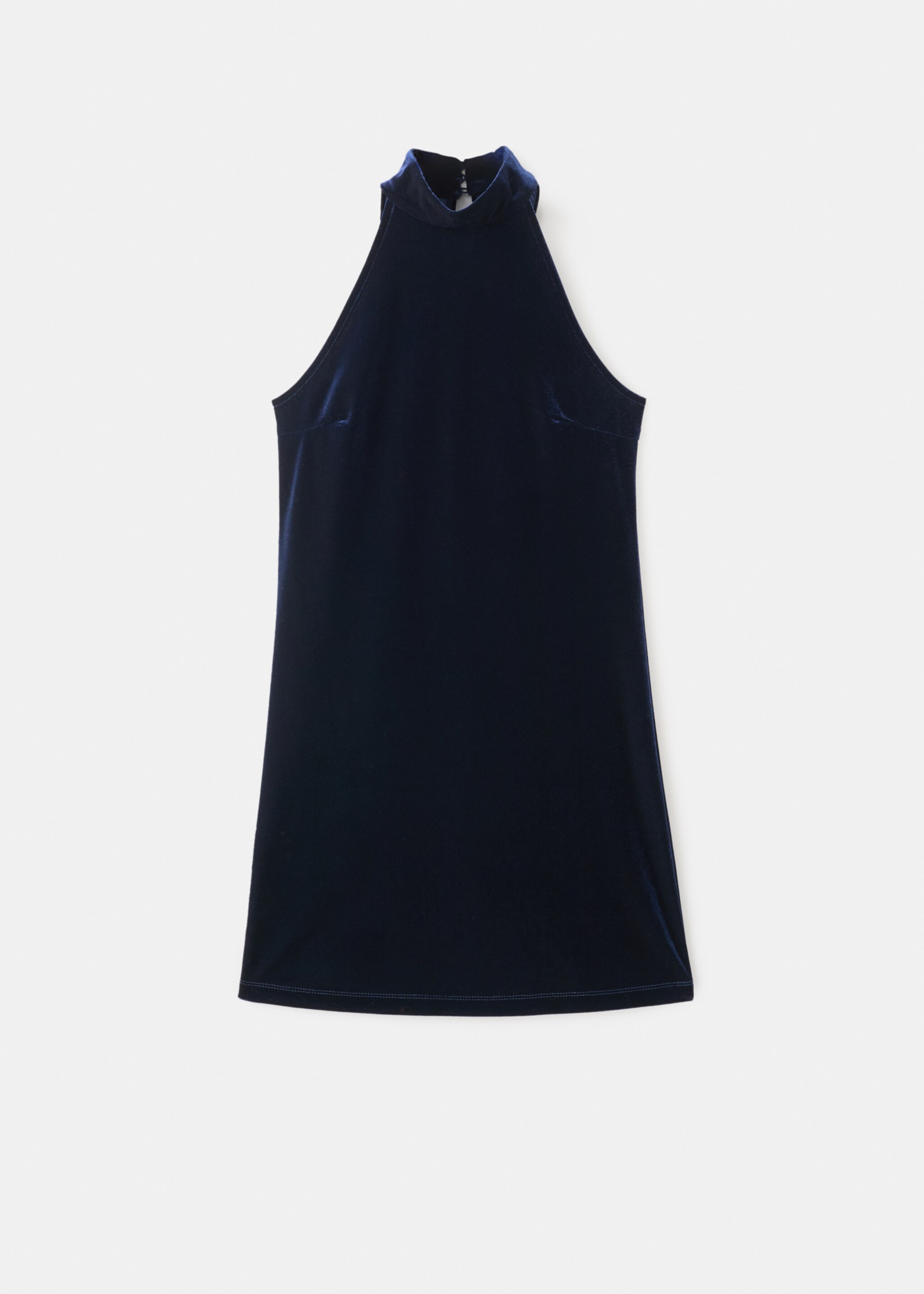 Velvet halter neck dress - Article without model, Navy. Ref: 17098279-00.