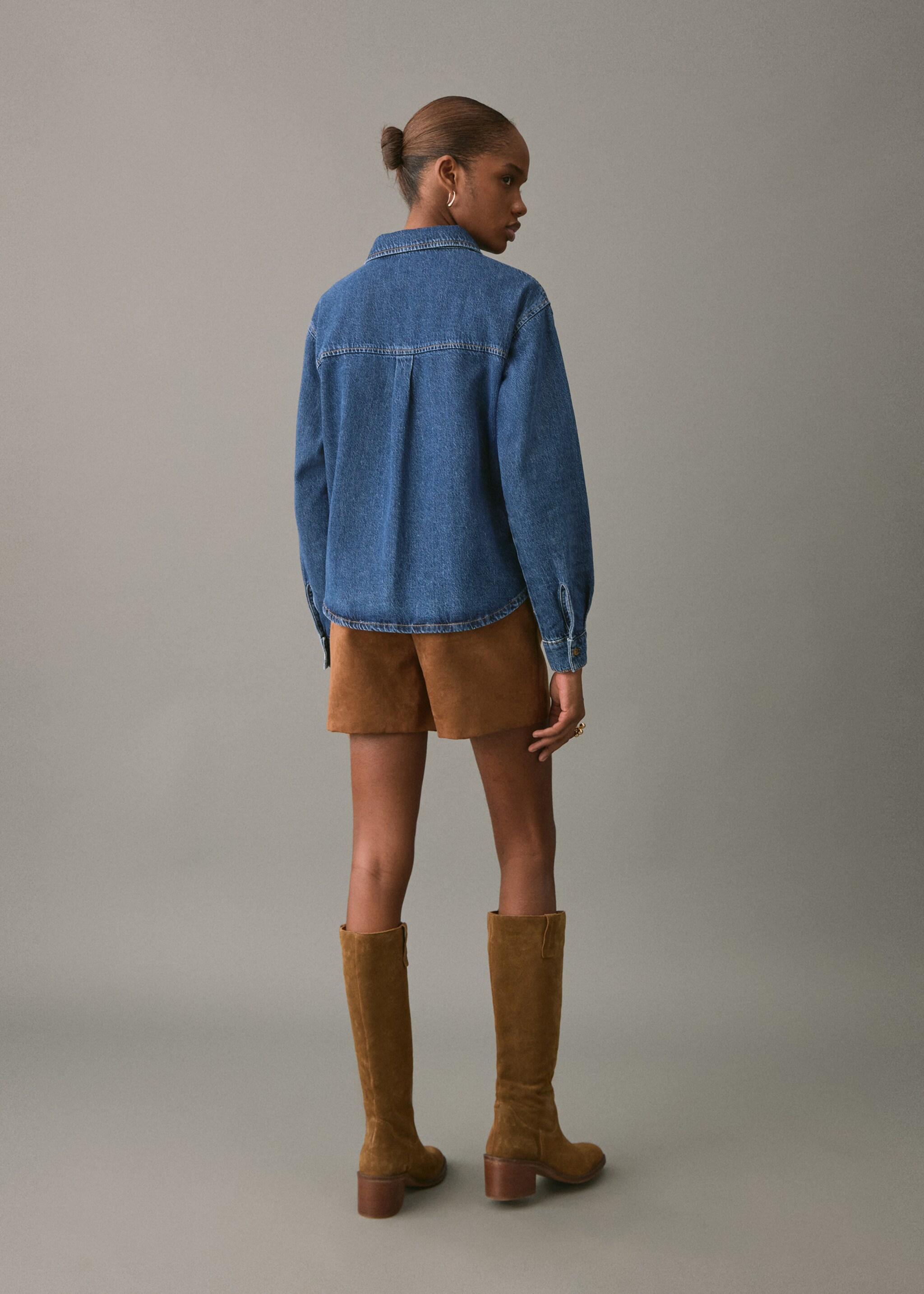 Denim cotton shirt - Reverse of the article, Dark Blue. Ref: 17098286-00.