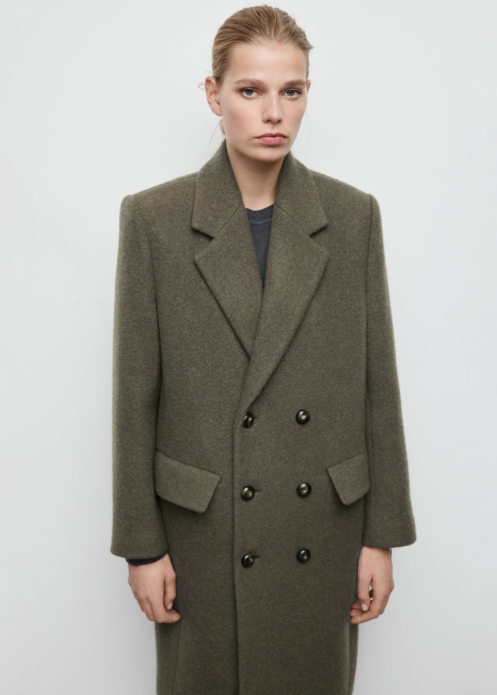 Mango Double-breasted wool coat