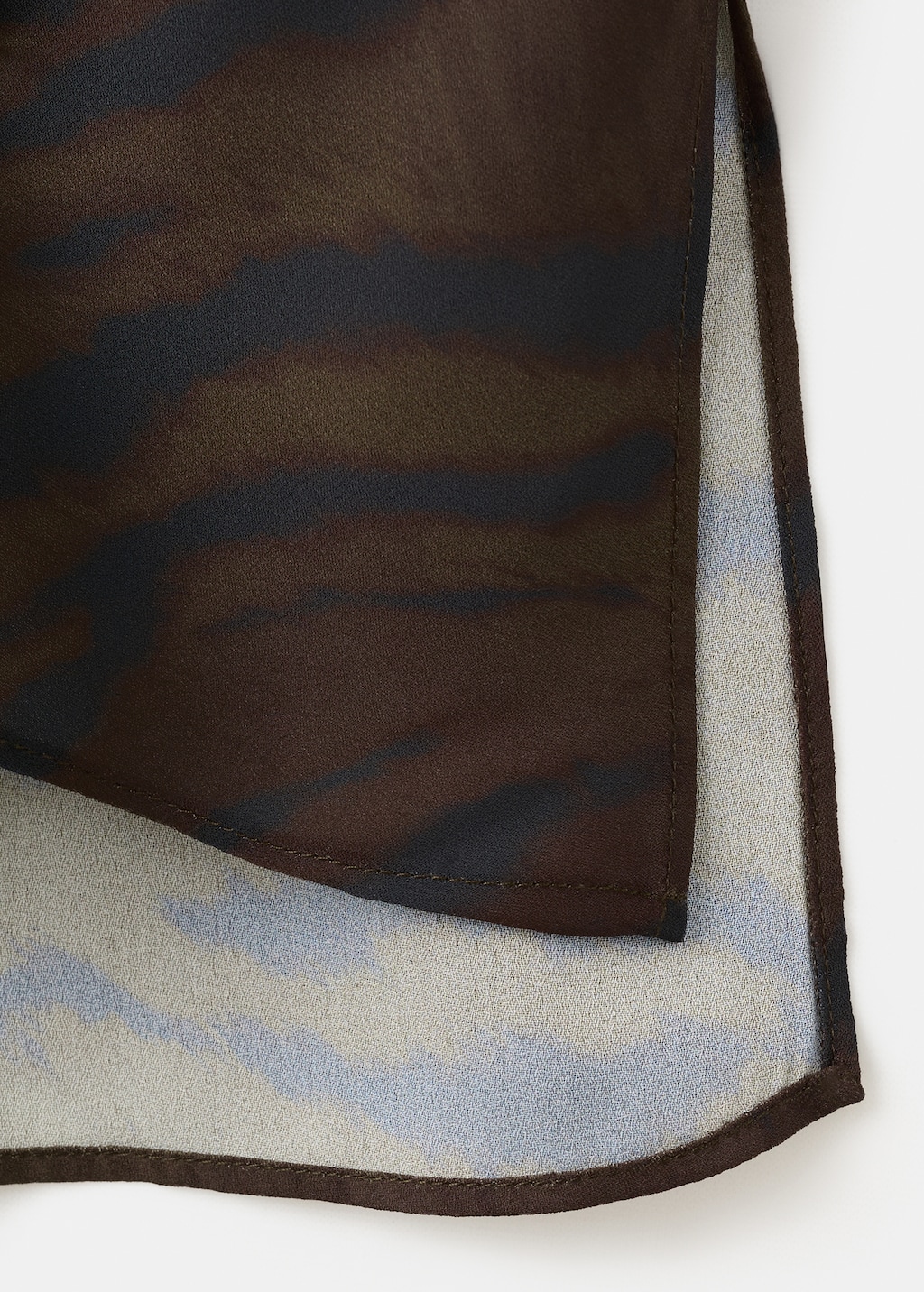 Animal-print blouse with draped collar