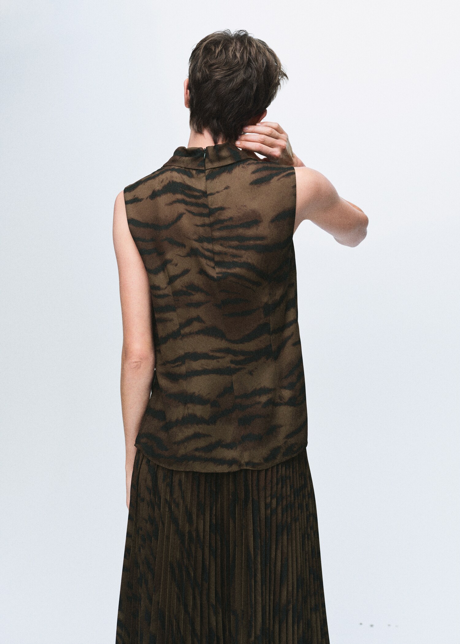 Brusa animal print coll drapejat - Revers de l'article