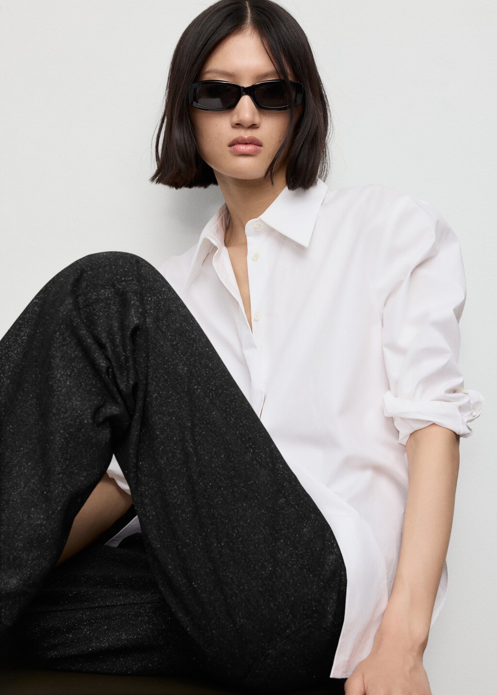 Mango Shiny straight-leg jeans