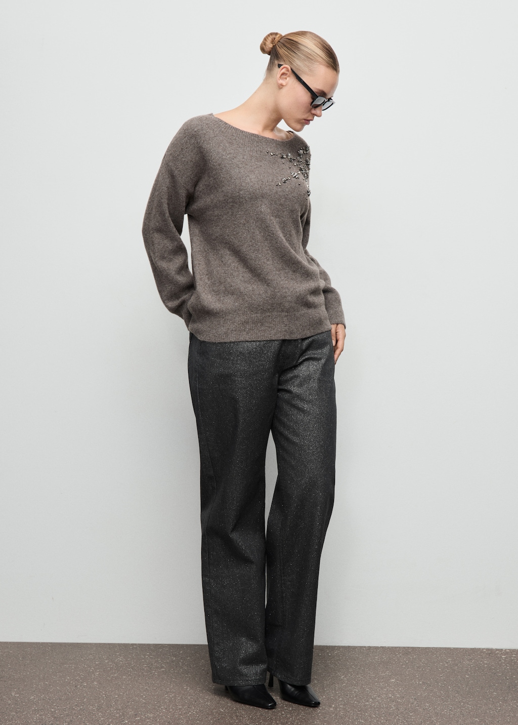 Mango Shiny straight-leg jeans