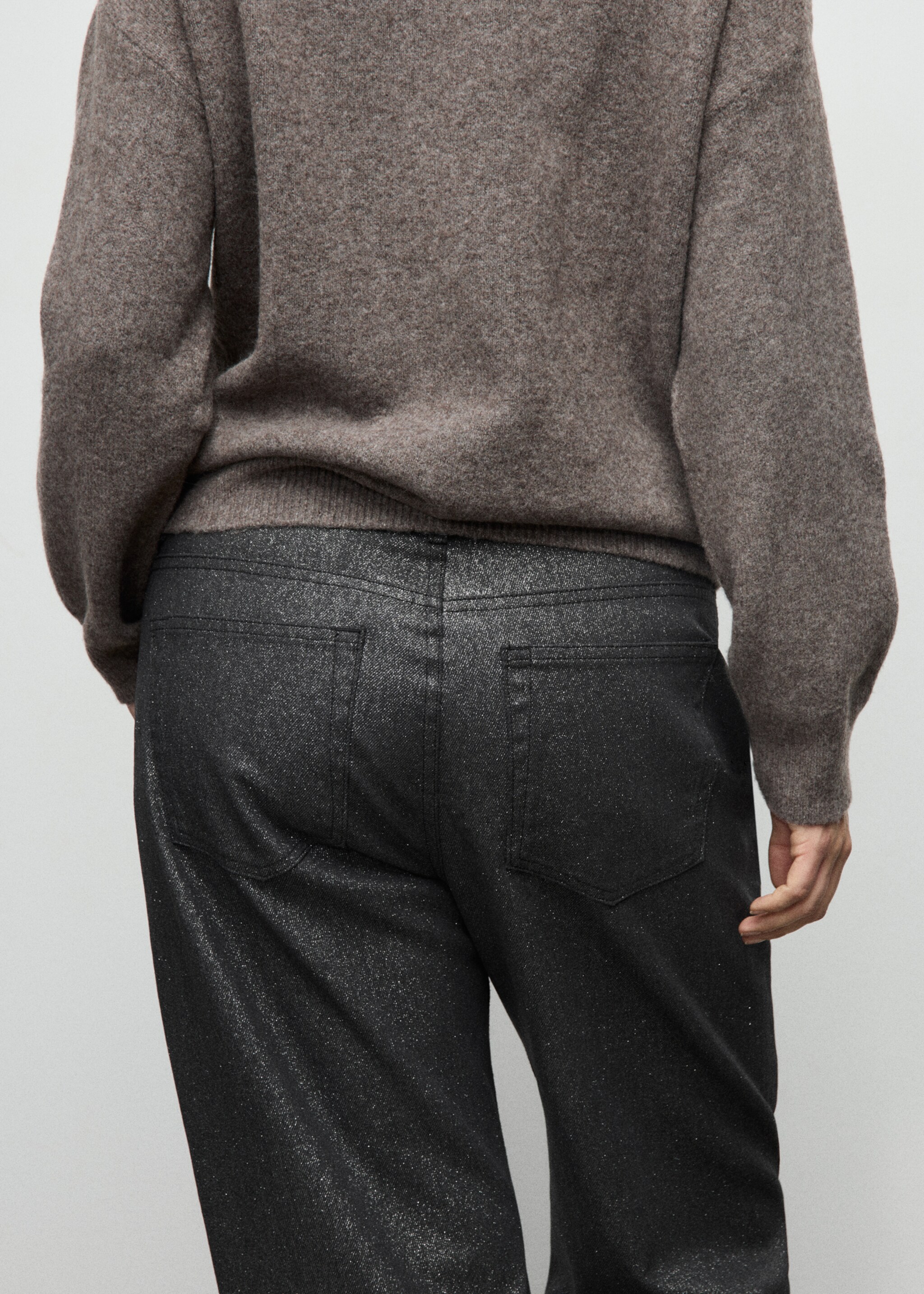 Shiny straight-leg jeans - Details of the article 4, Black. Ref: 17098291-00.