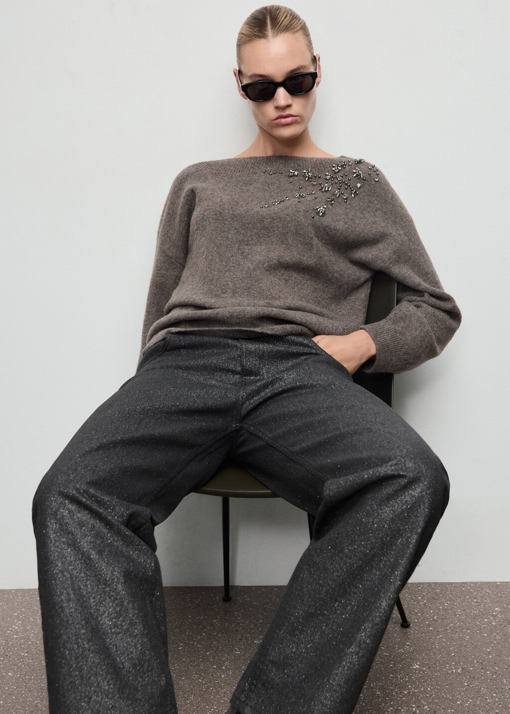 Mango Shiny straight-leg jeans