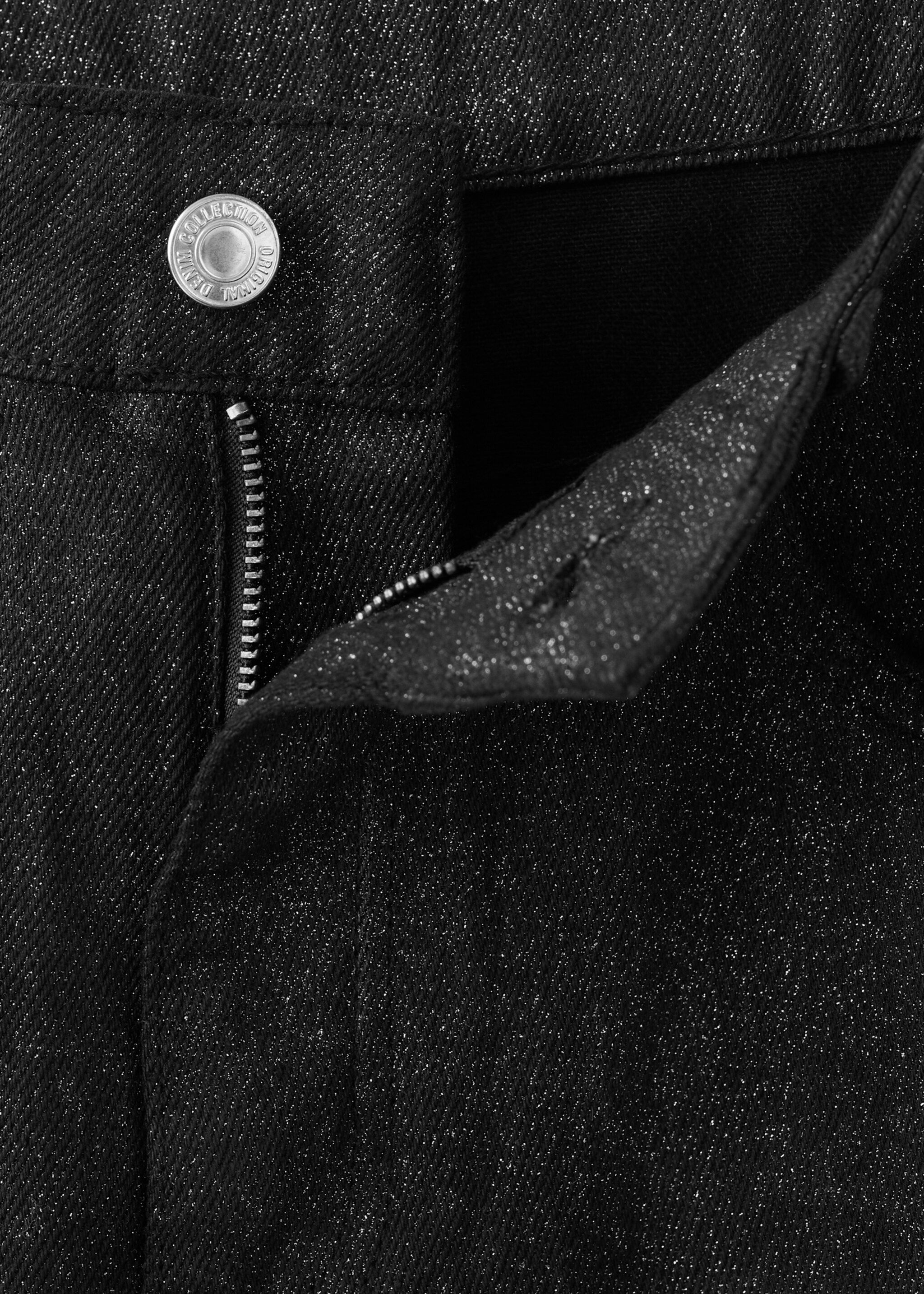 Shiny straight-leg jeans - Details of the article 8, Black. Ref: 17098291-00.