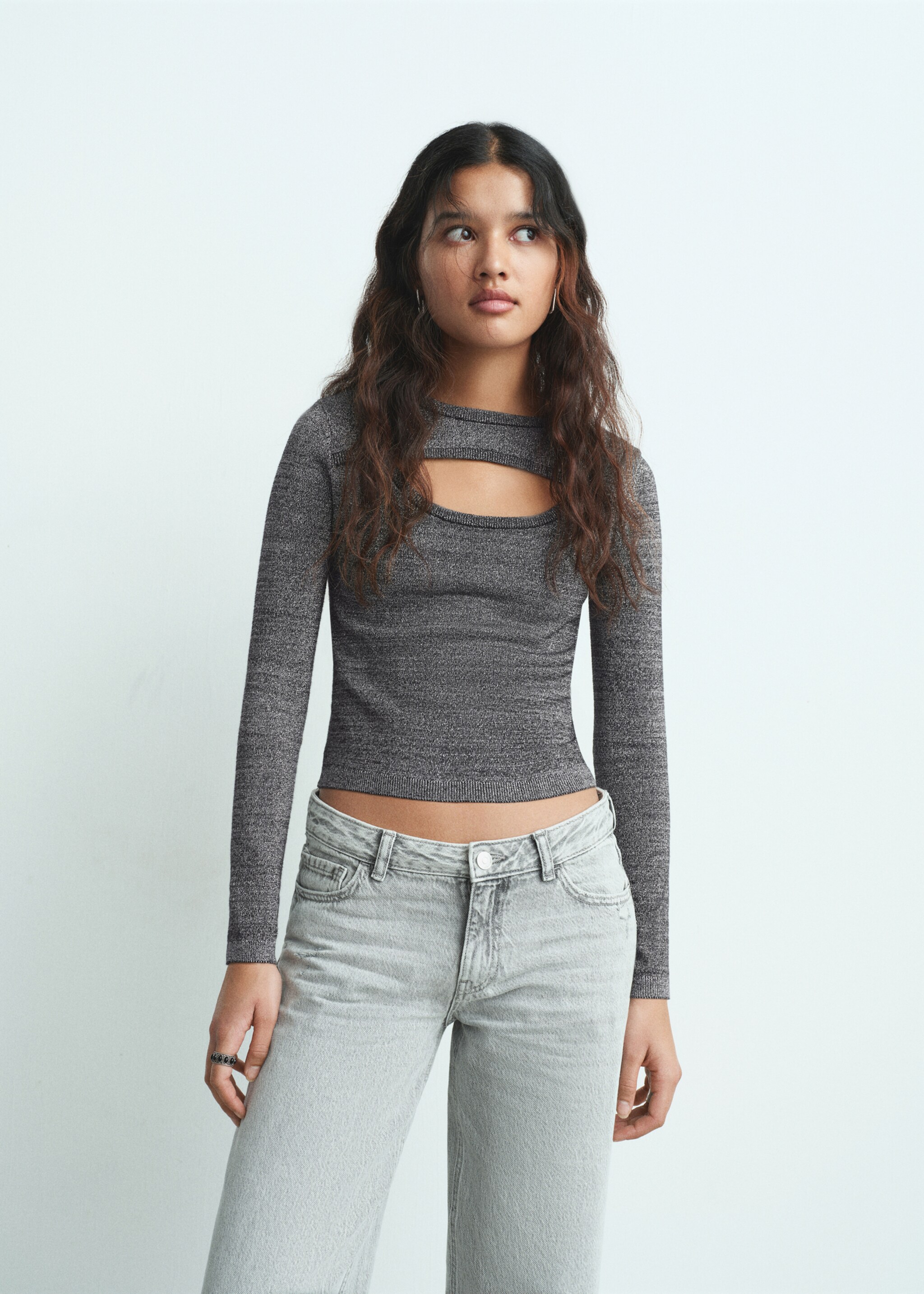 Top brillante abertura - Plano medio, Plata. Ref: 17098635-00.