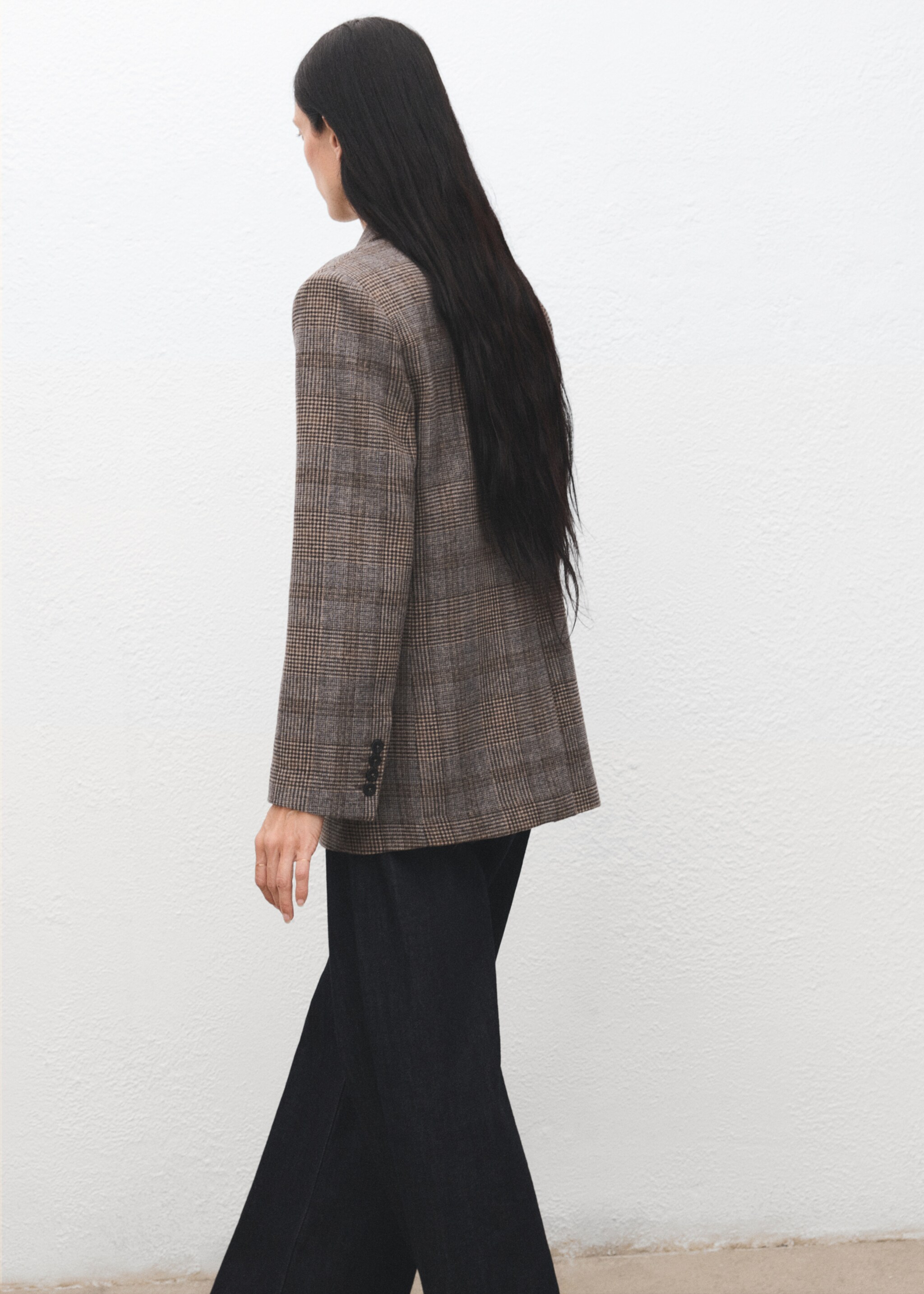 Wool check blazer - Reverse of the article, Brown. Ref: 17098636-00.