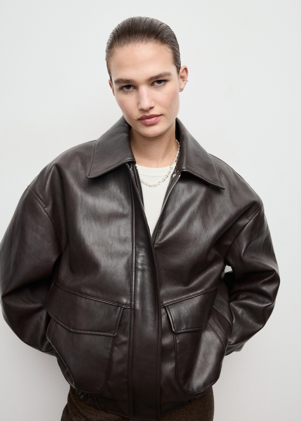 Oversized faux leather jacket