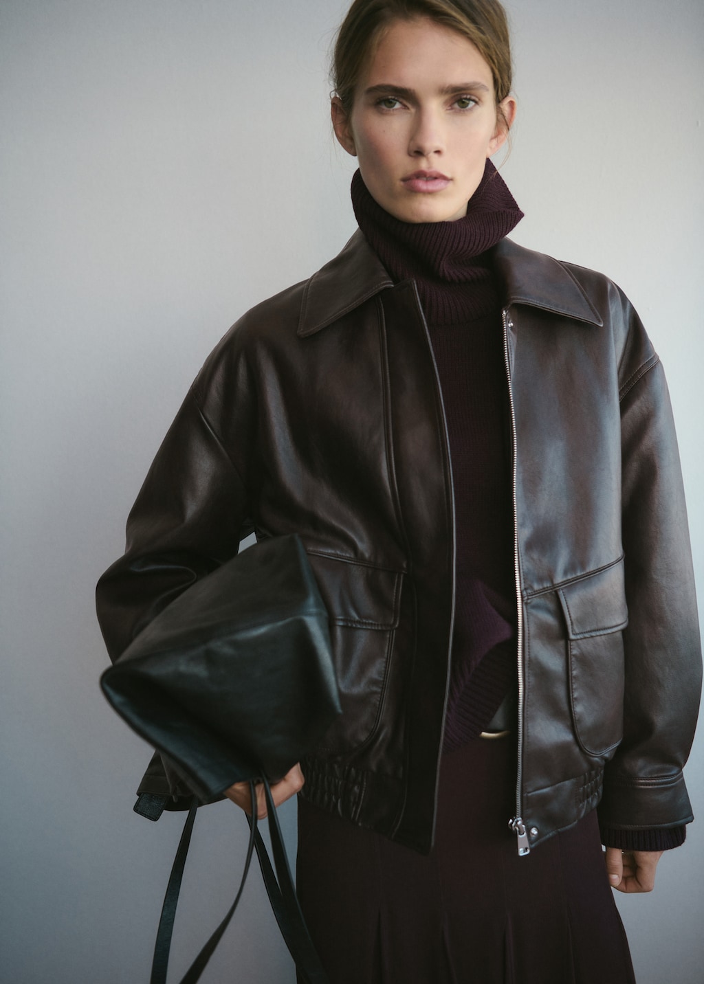 Oversized faux leather jacket