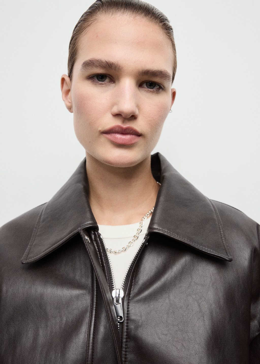 Oversized faux leather jacket