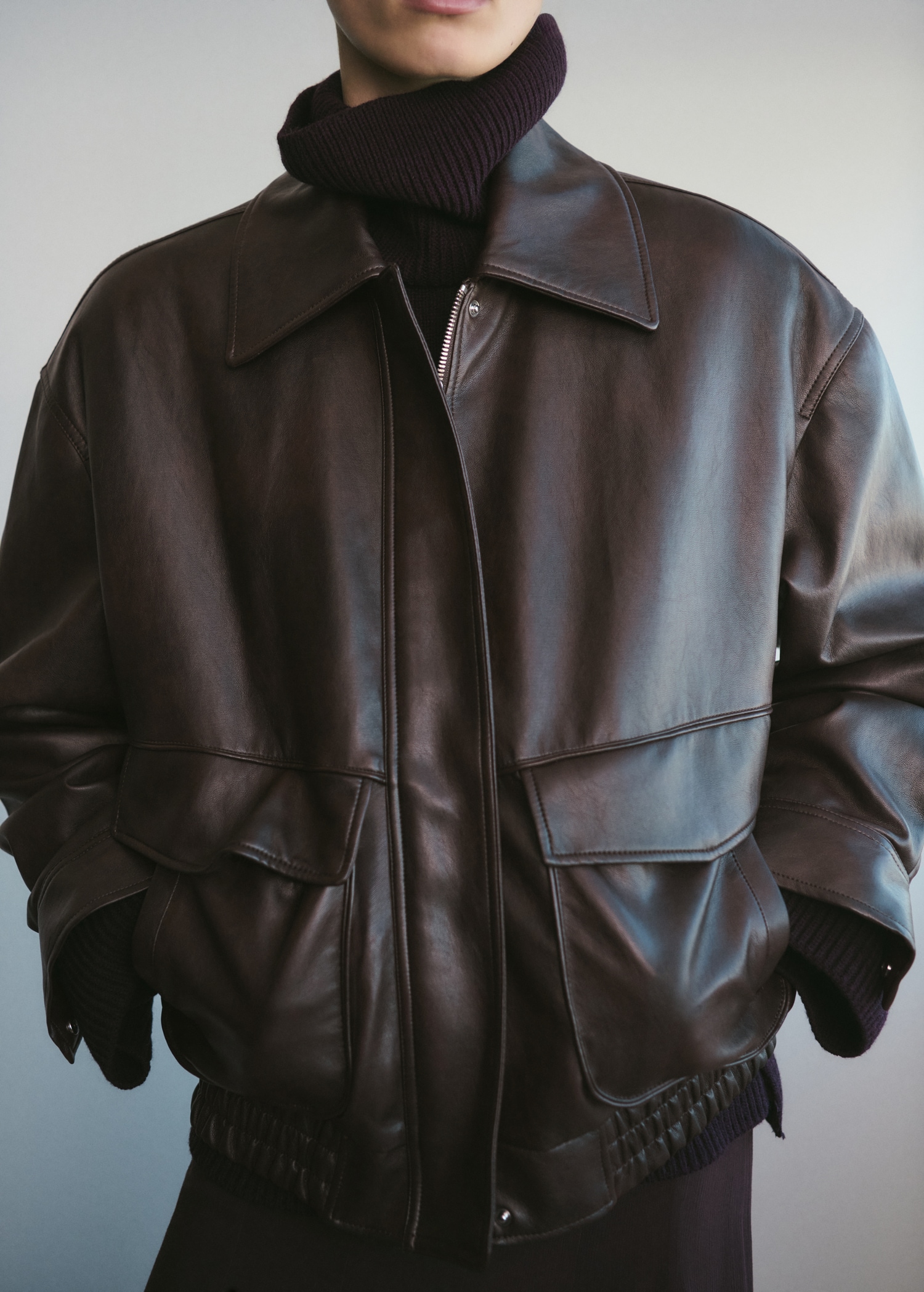 Oversized faux leather jacket - Main Image