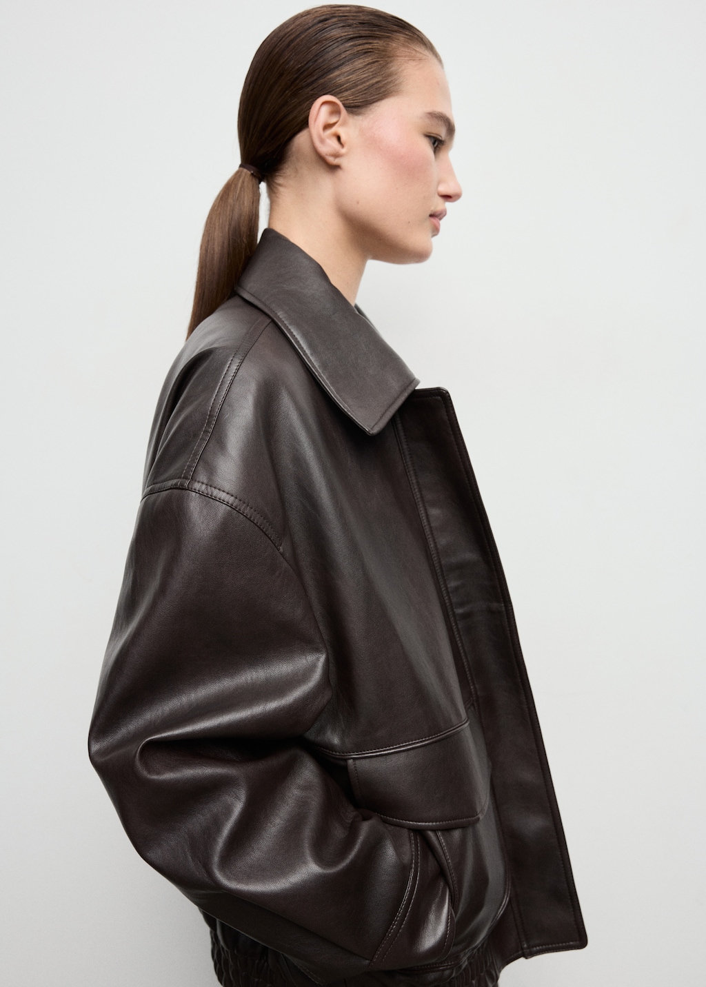 Oversized faux leather jacket