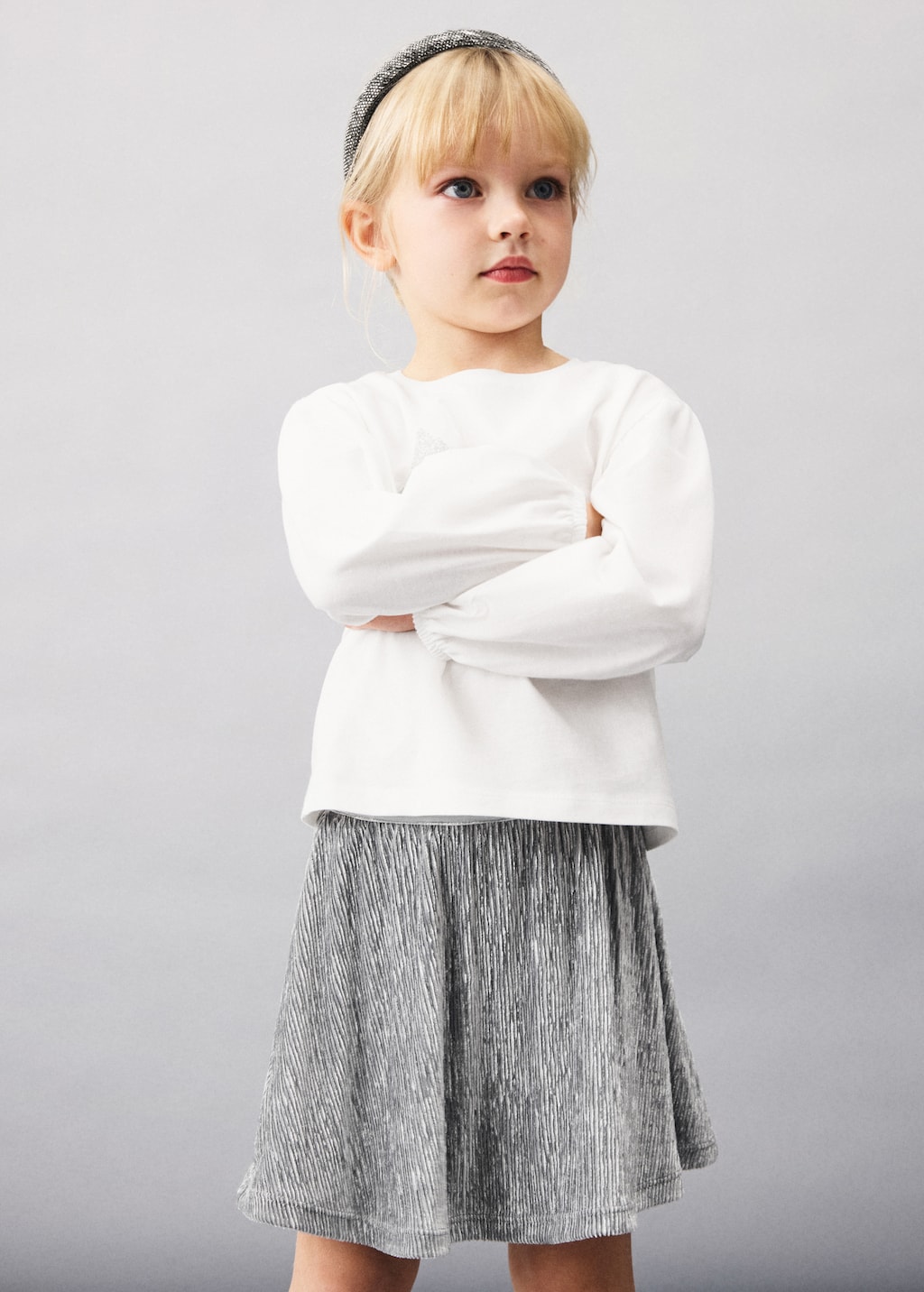 Pleated metallic skirt