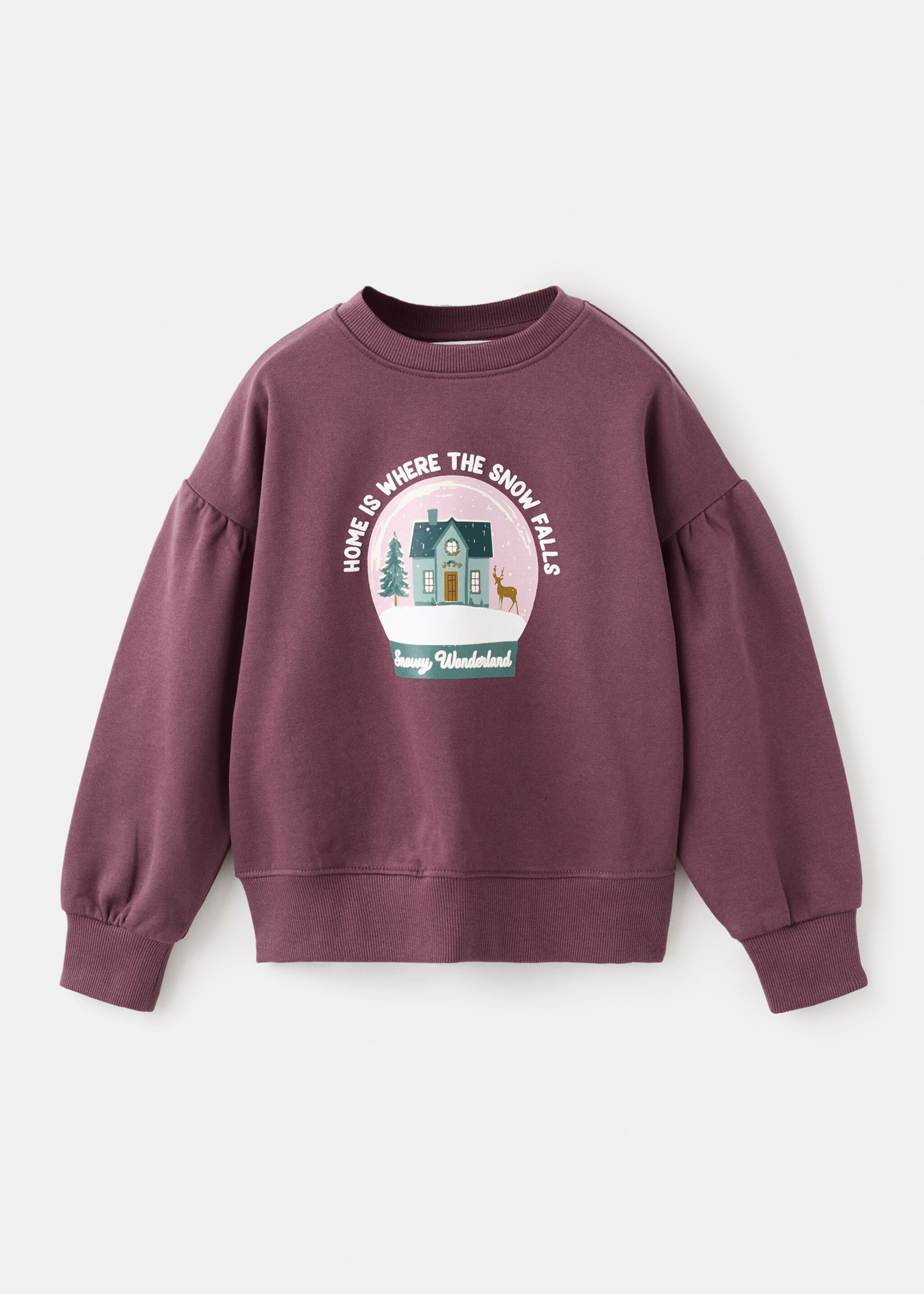 Printed cotton sweatshirt - Article without model, Maroon. Ref: 17099097-00.