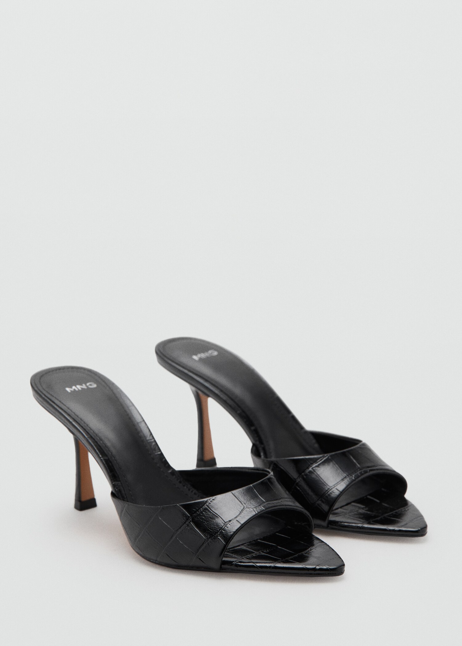 Croc-effect heeled sandals - Medium plane