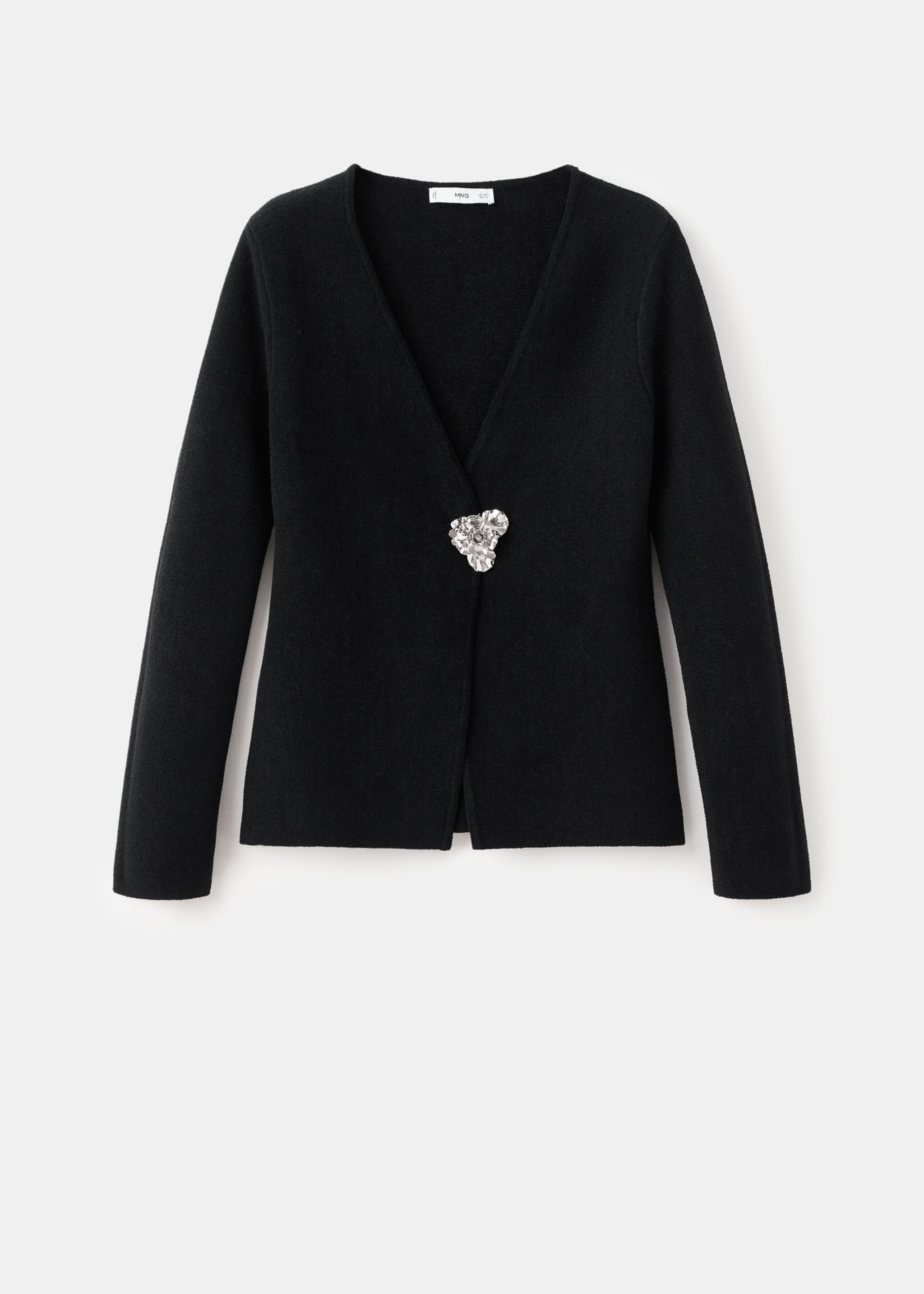 Knitted cardigan with jewel button - Article without model, Black. Ref: 17099103-00.