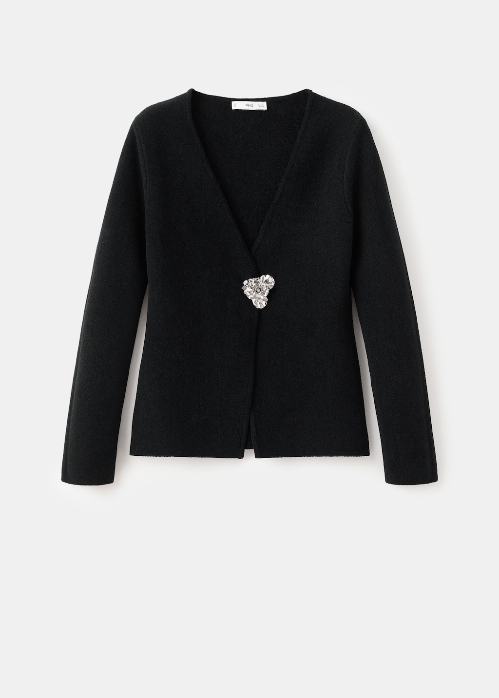 Knitted cardigan with jewel button