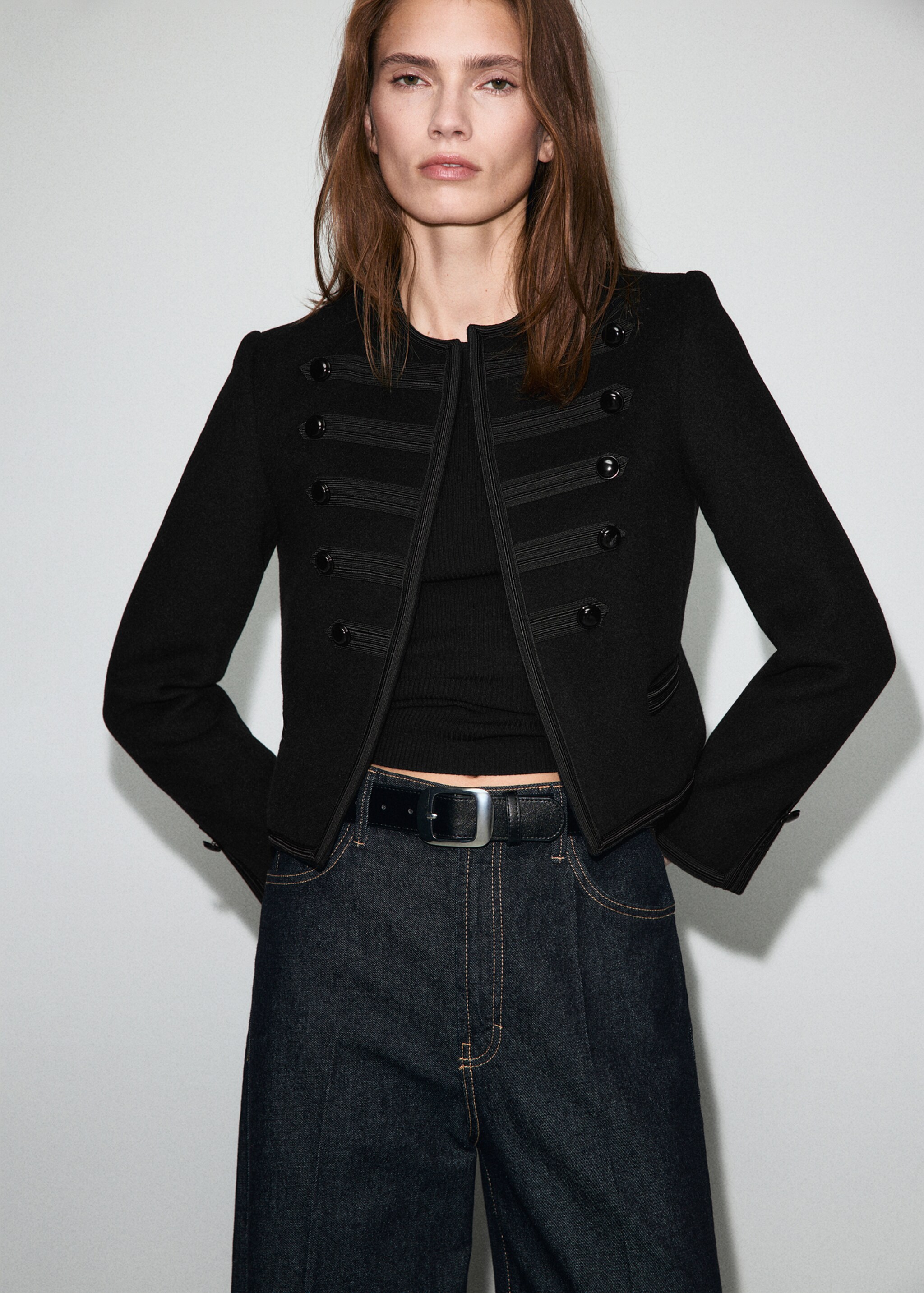 Wool military jacket - Medium plane, Black. Ref: 17099120-00.