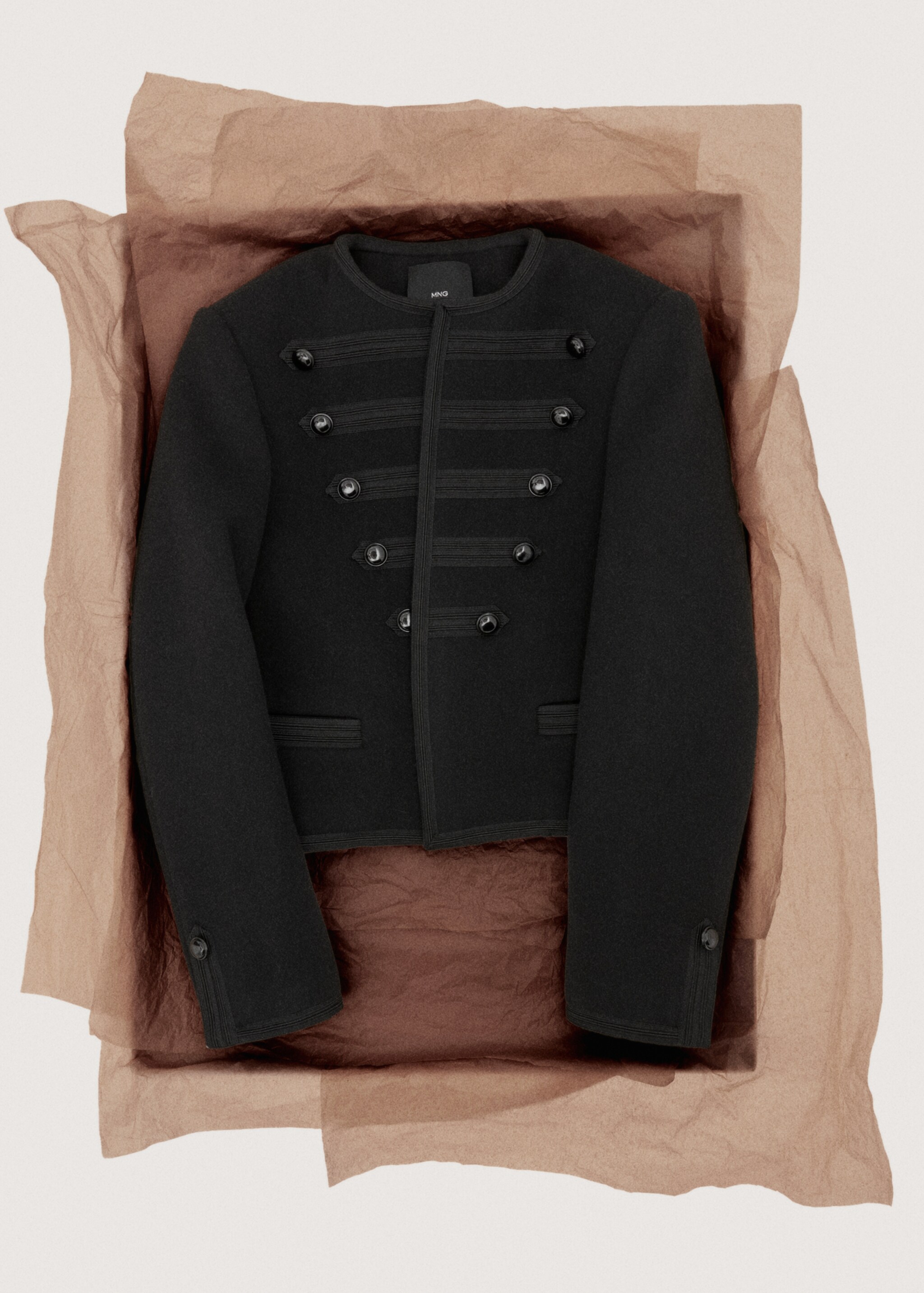Wool military jacket - Details of the article 7, Black. Ref: 17099120-00.