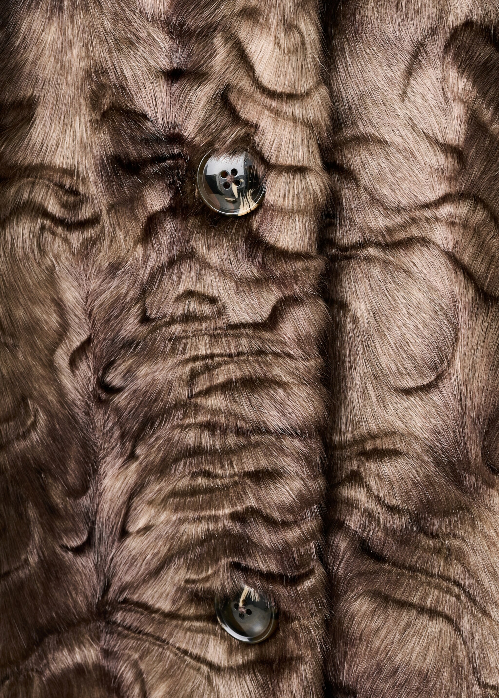 Textured faux fur effect coat - Details of the article 0, Brown. Ref: 17099205-00.
