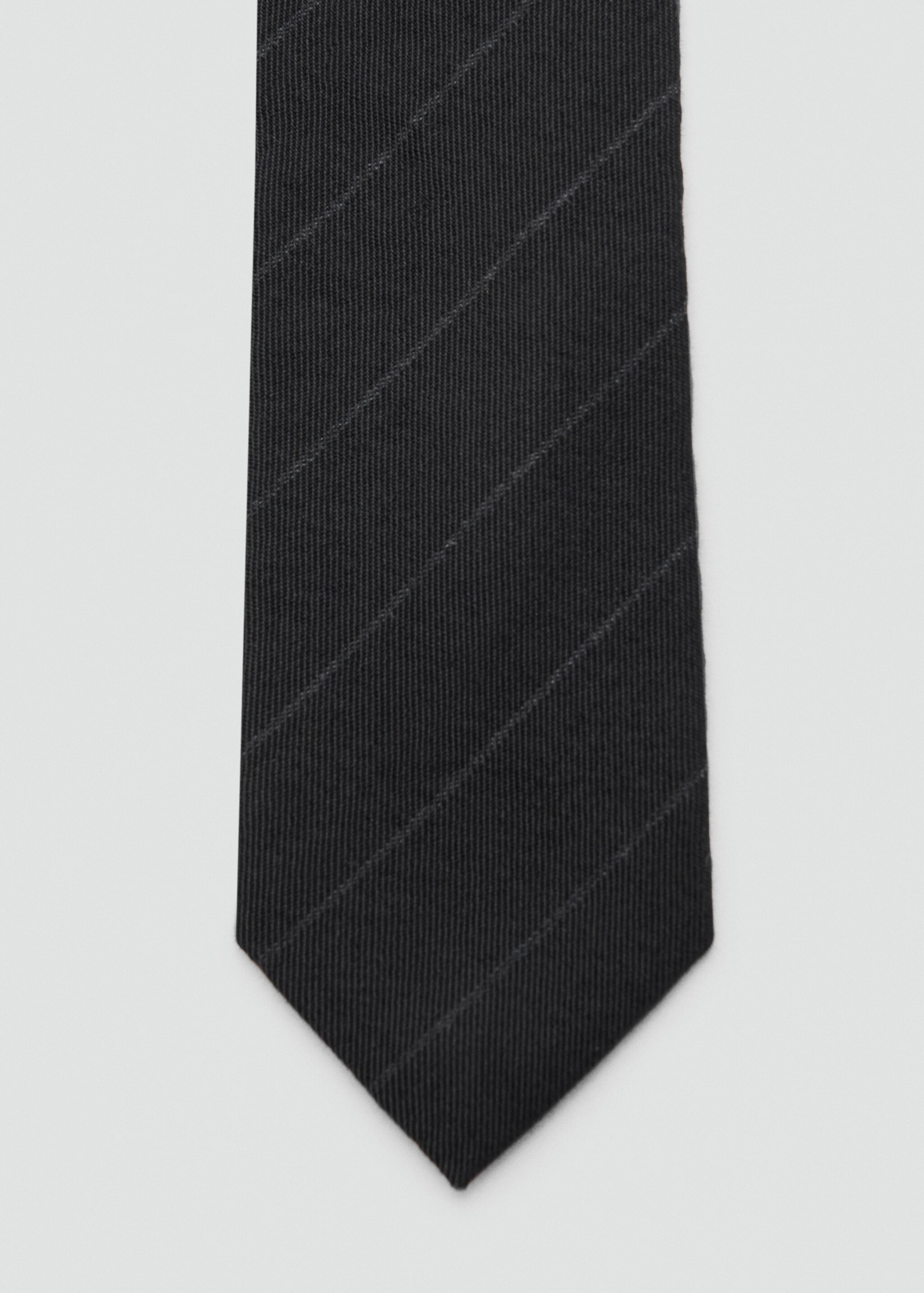 Striped wool-blend tie - Details of the article 1, Black. Ref: 17099206-00.