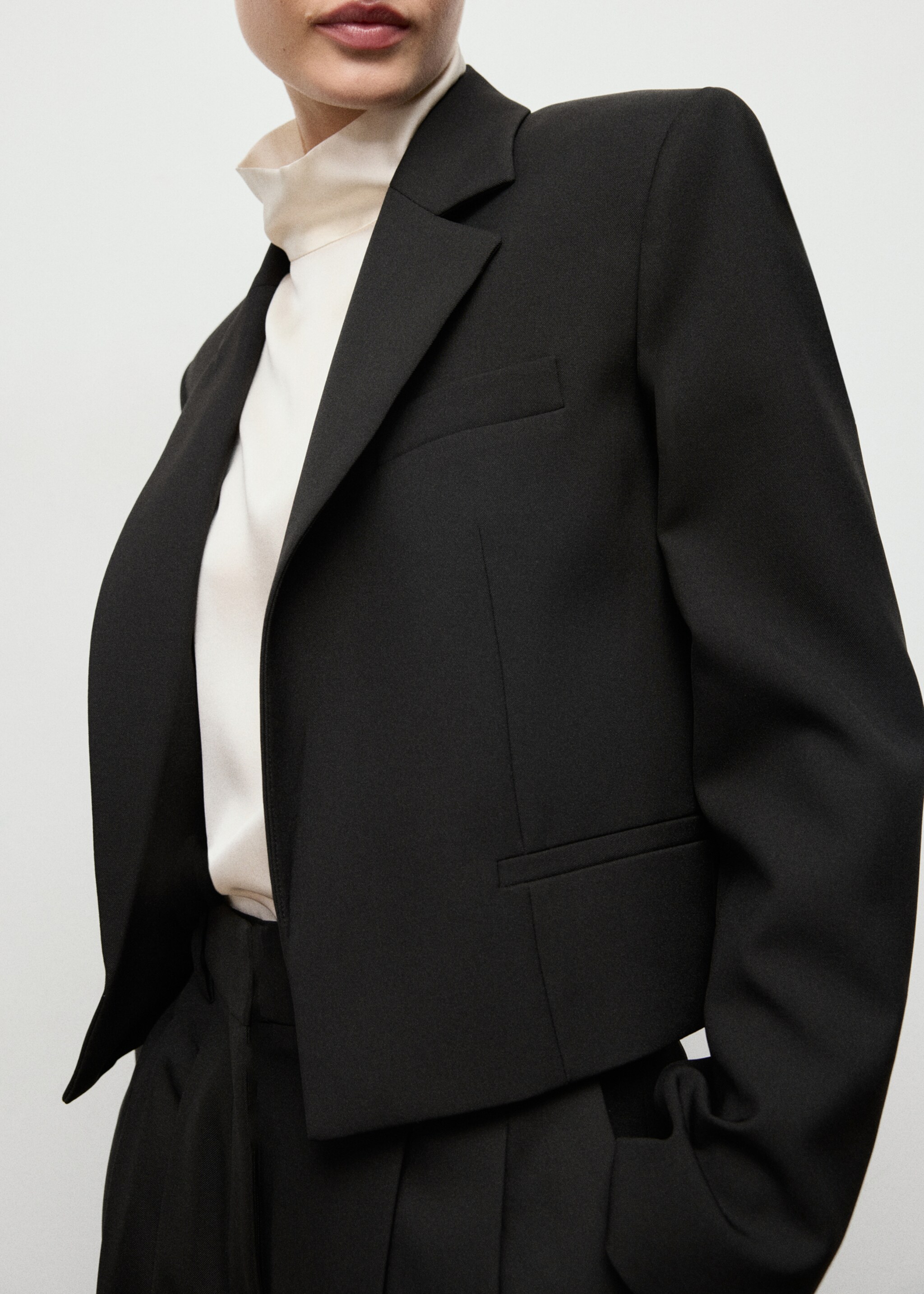 Crop suit blazer - Medium plane, Black. Ref: 17099212-00.