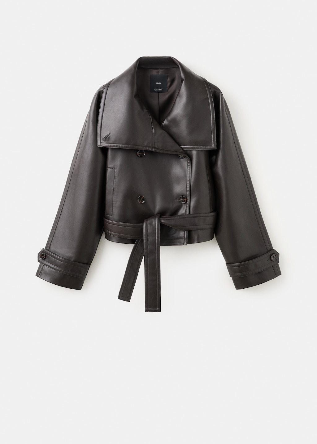 Mango Faux-leather jacket with maxi lapels