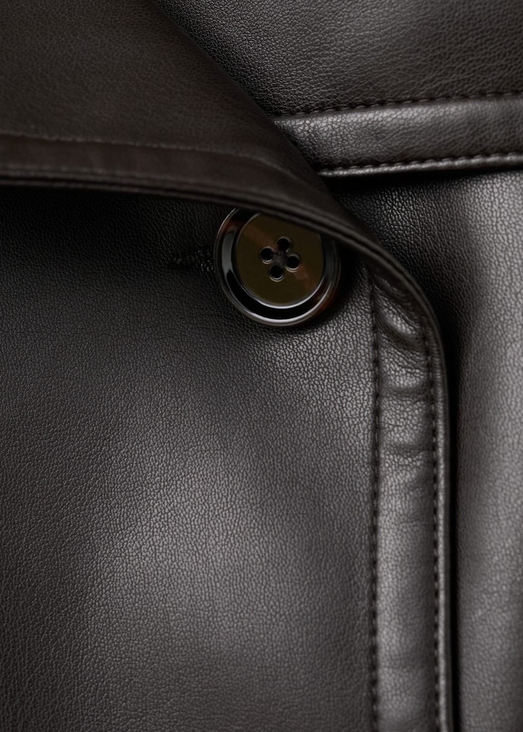 Maxi-jacket with faux-leather lapels