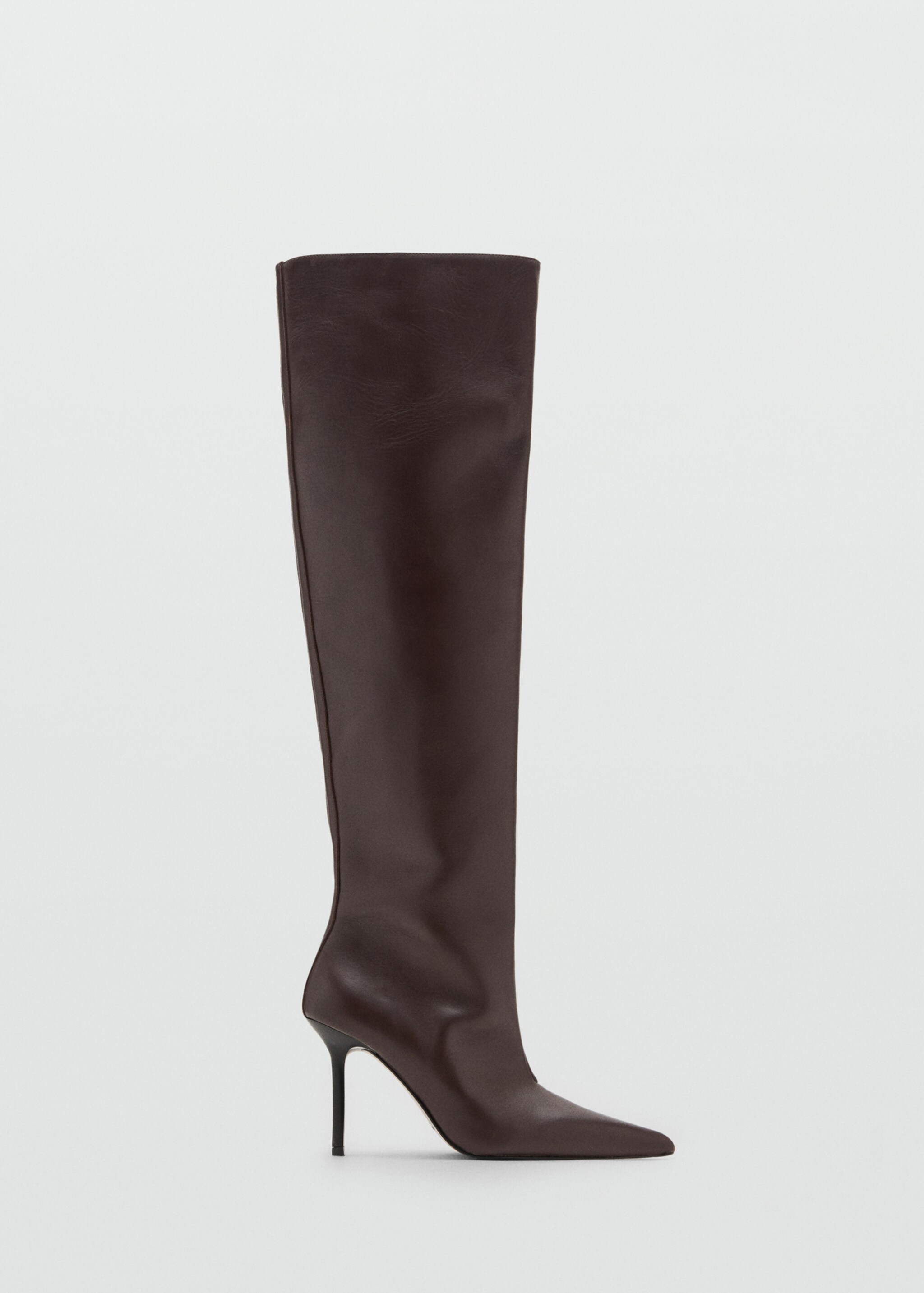 Leather over-the-knee high-heel boot - Article without model, Burgundy. Ref: 17099406-00.