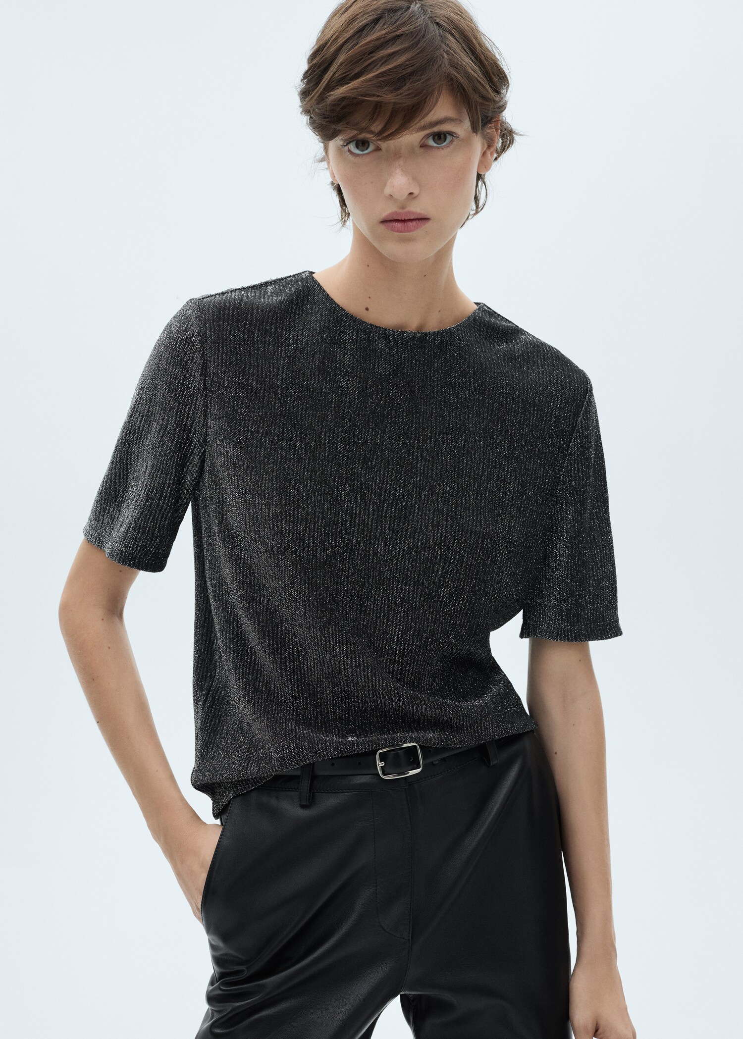 Short-sleeved lurex t-shirt - Medium plane