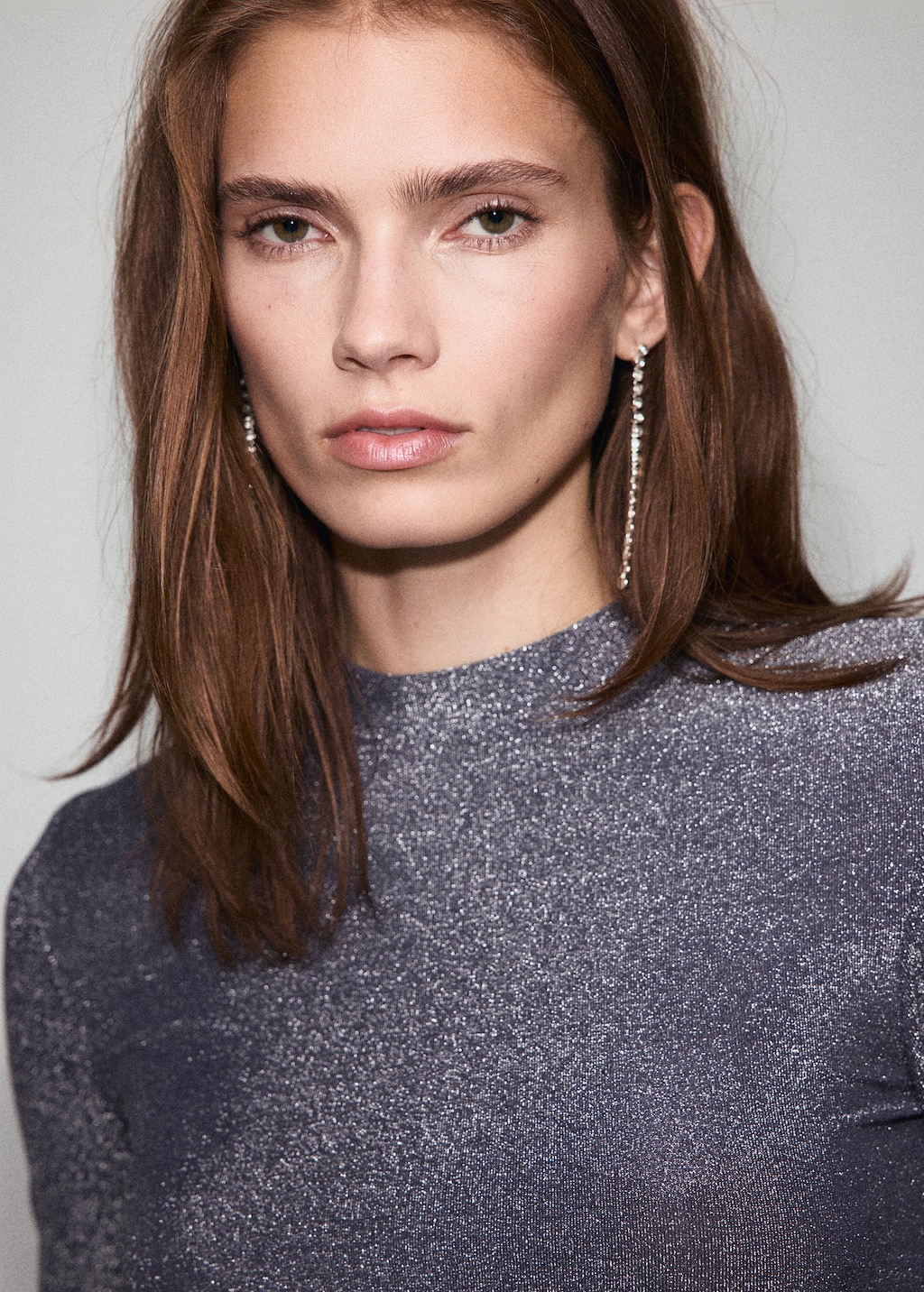 Lurex t-shirt with perkins neck