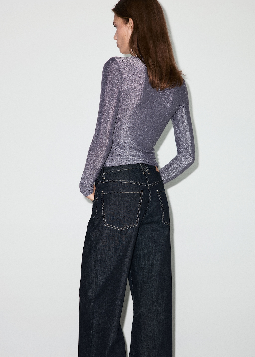 Lurex t-shirt with perkins neck