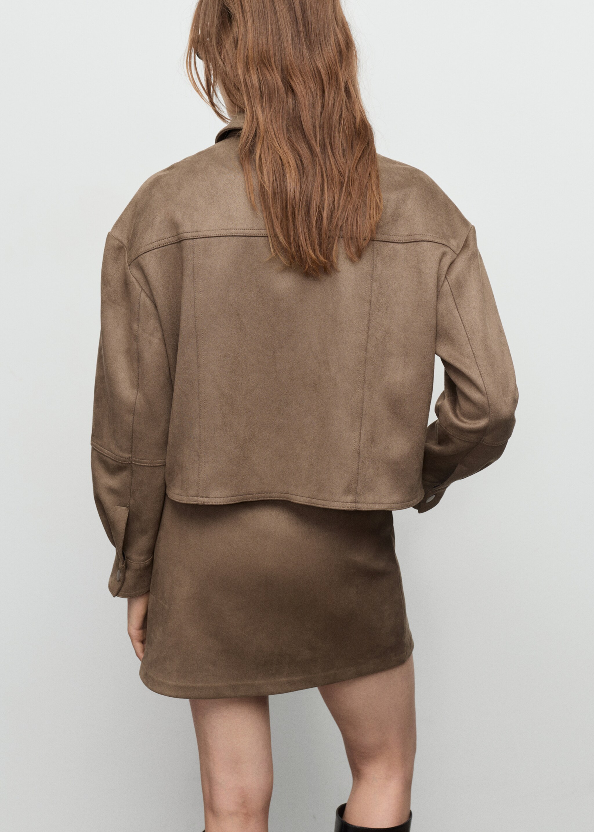 Chaqueta efecto piel bolsillos - Reverso del artículo, Marrón claro/pastel. Ref: 17137696-00.