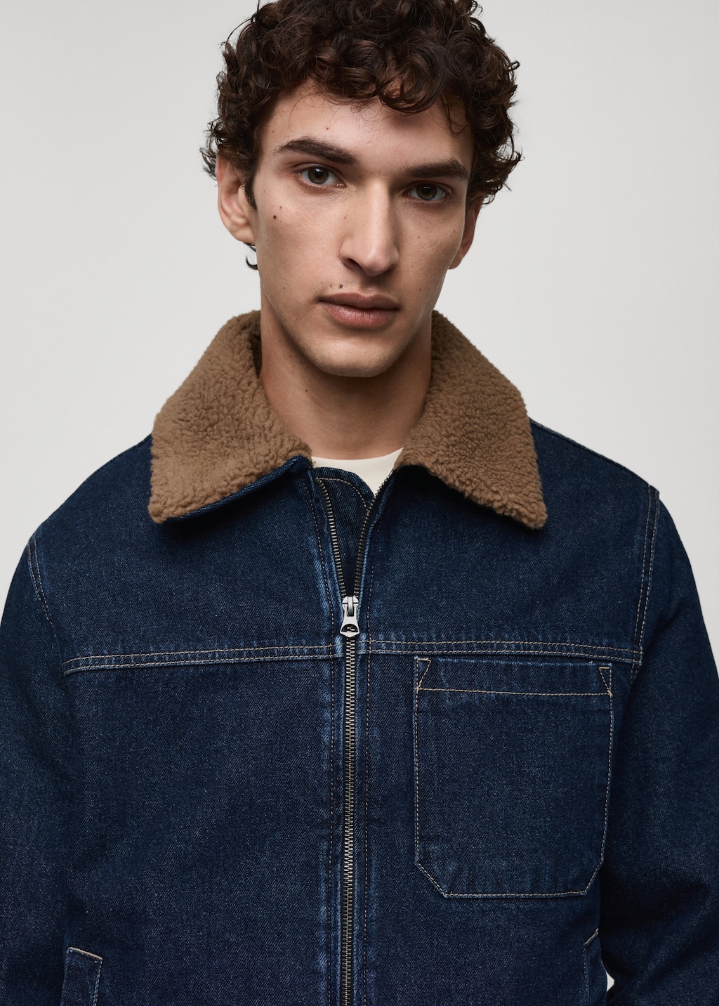 Denim jacket with shearling lining