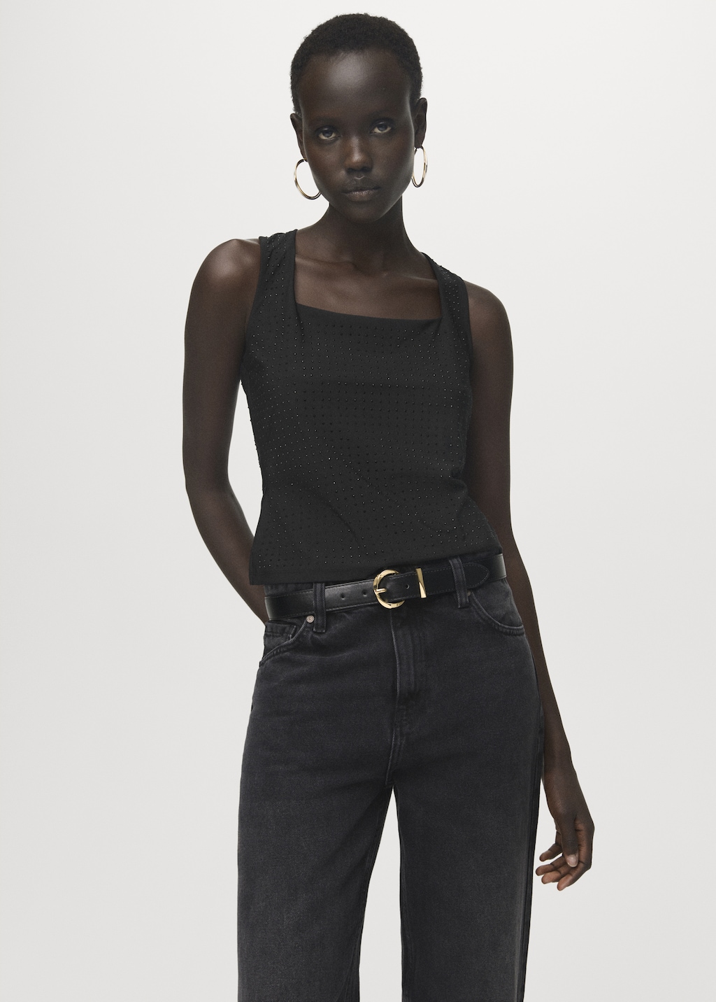 Mango Strappy top with rhinestone detail