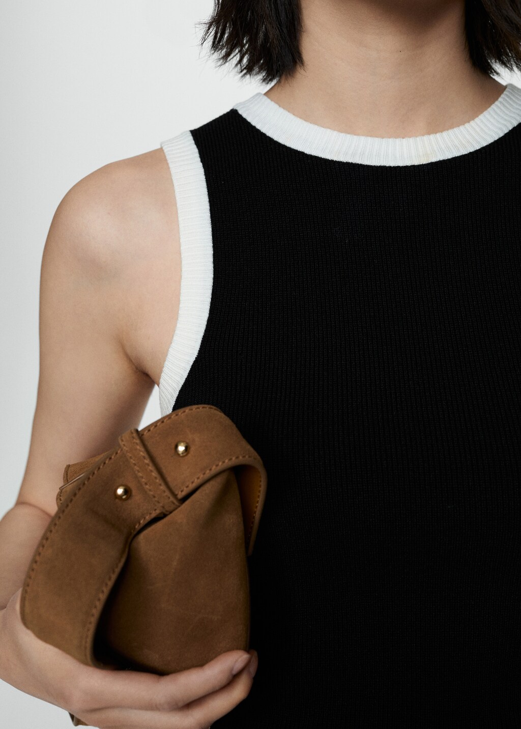 Mango Knitted top with contrasting piping
