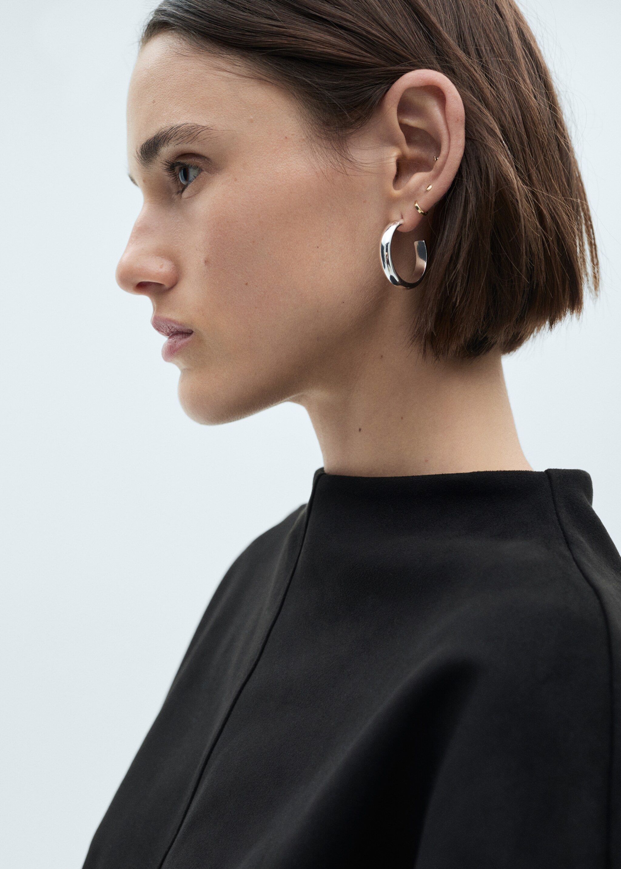 Leather-effect t-shirt - Details of the article 1, Black. Ref: 17177705-00.