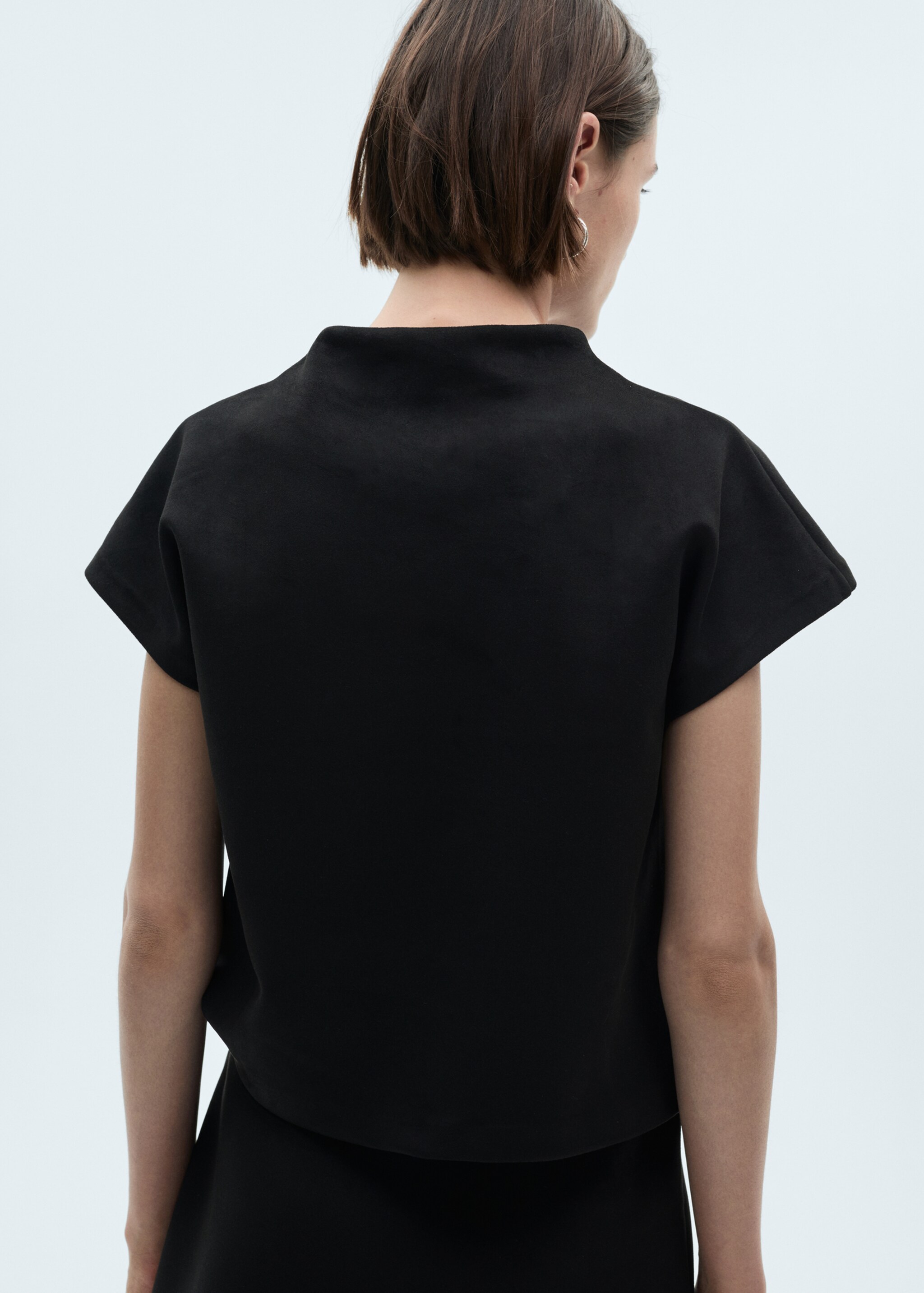 Leather-effect t-shirt - Reverse of the article, Black. Ref: 17177705-00.