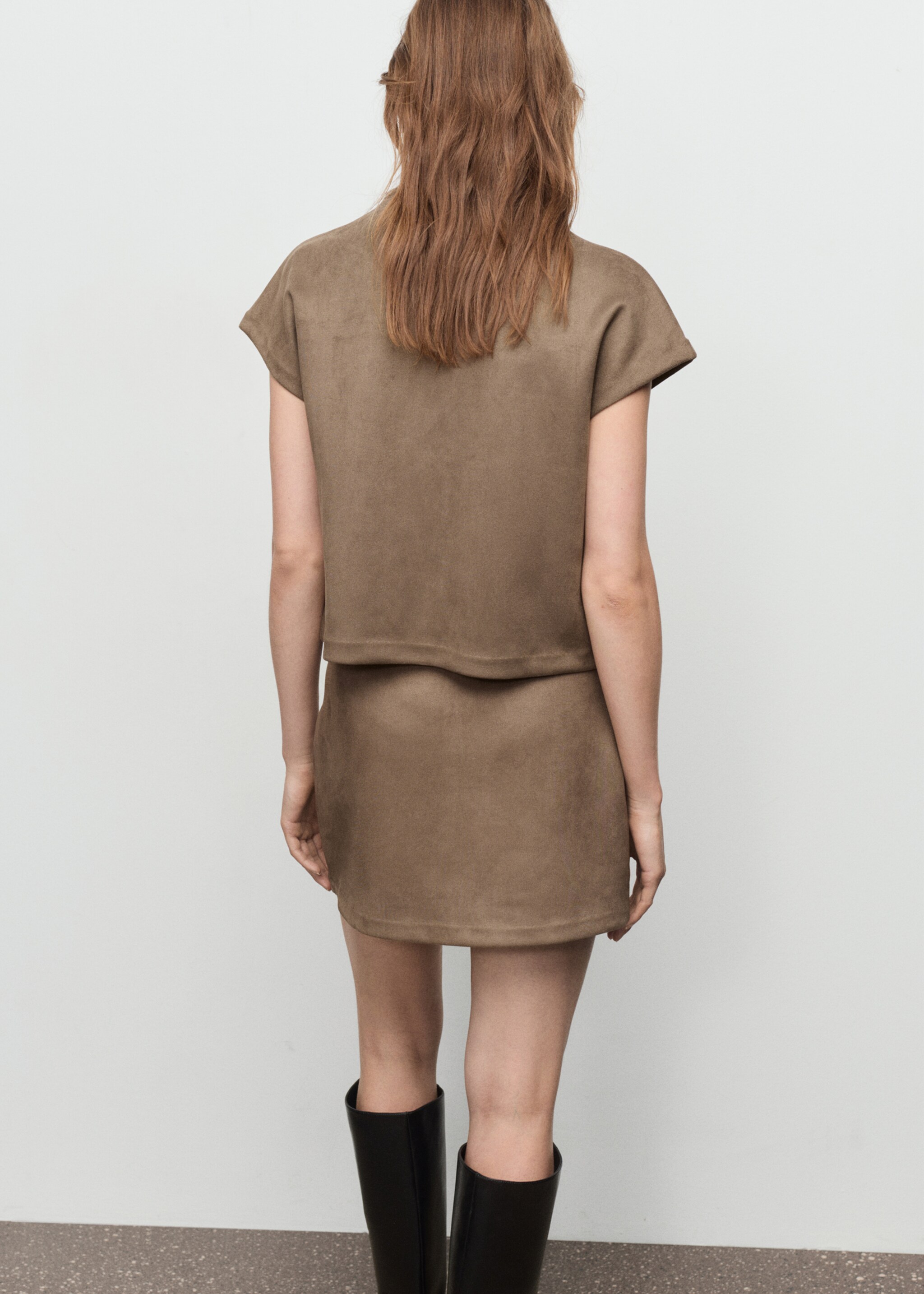 Leather-effect t-shirt - Reverse of the article, Light/Pastel Brown. Ref: 17177705-00.