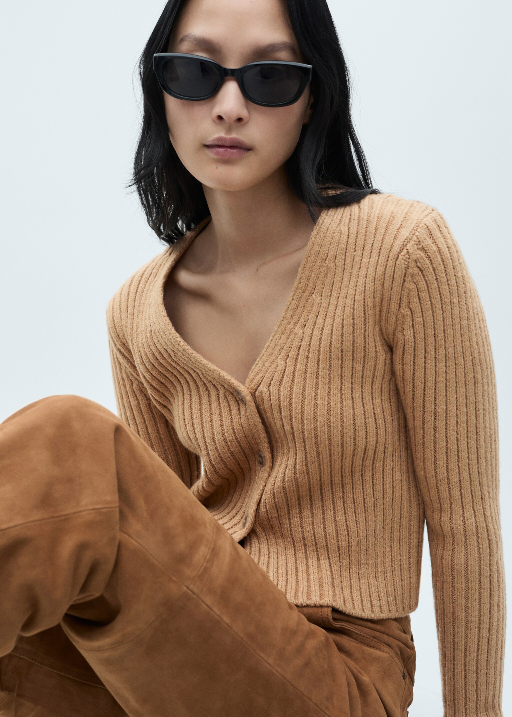 Cardigan maille côtelée col V - Détail de l'article 1
