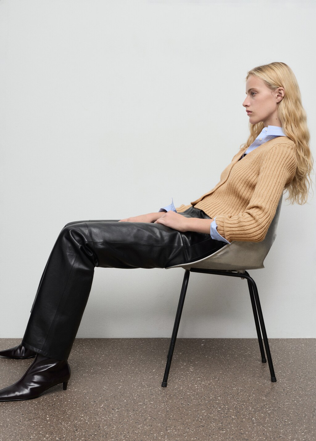 Mango V-neck ribbed cardigan