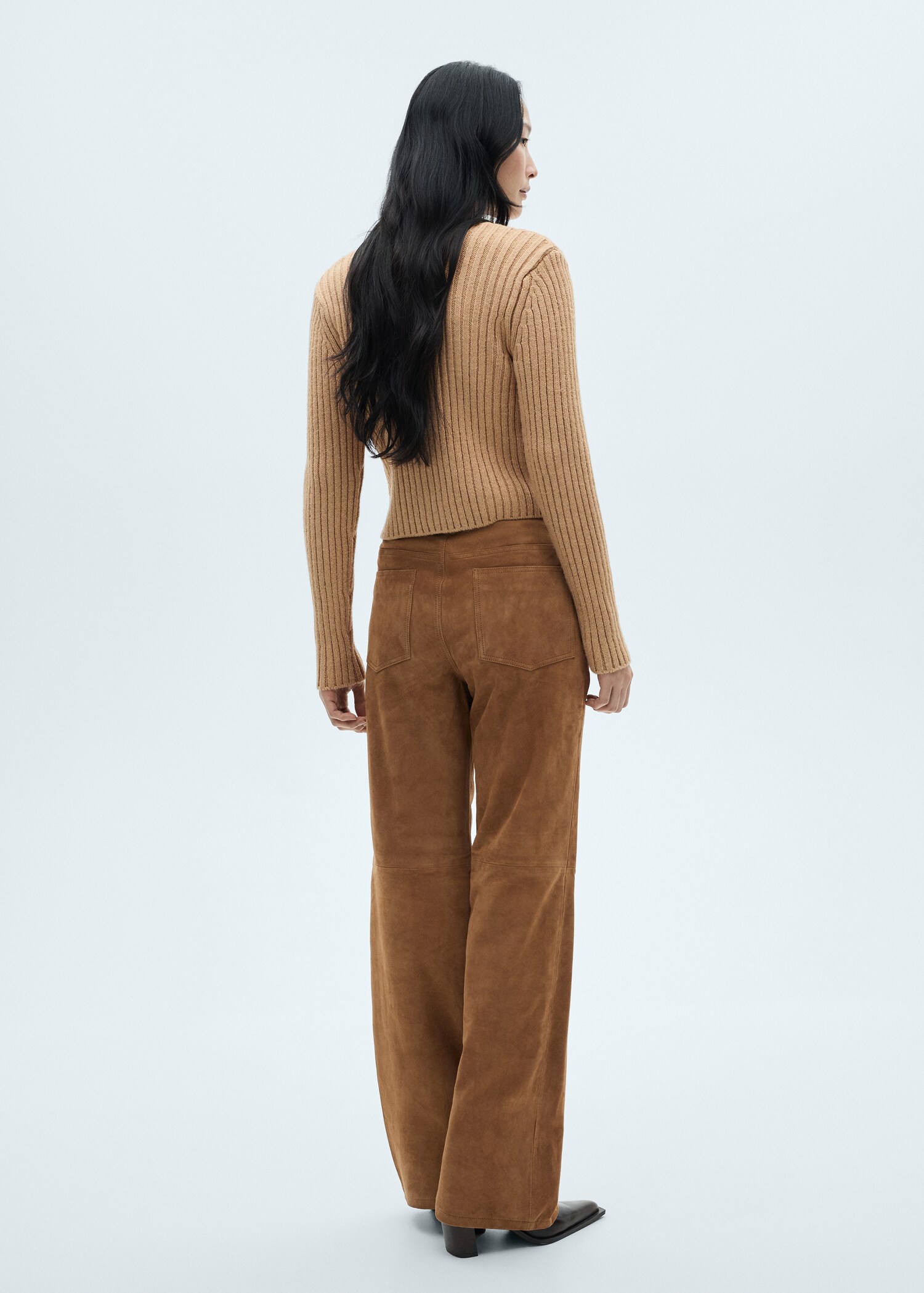 V-neck ribbed cardigan - Reverse of the article