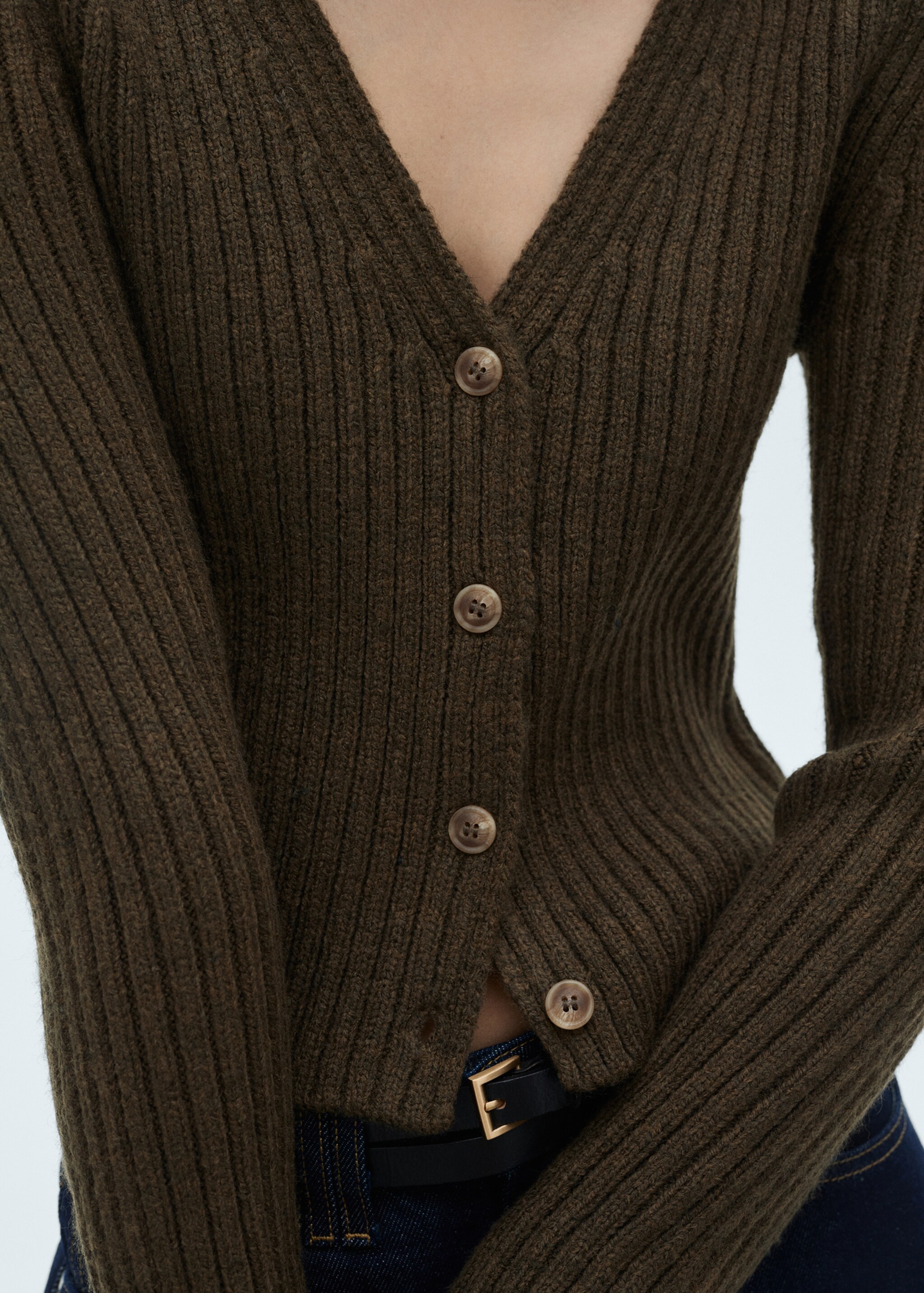 Cardigan maille côtelée col V - Détail de l'article 6