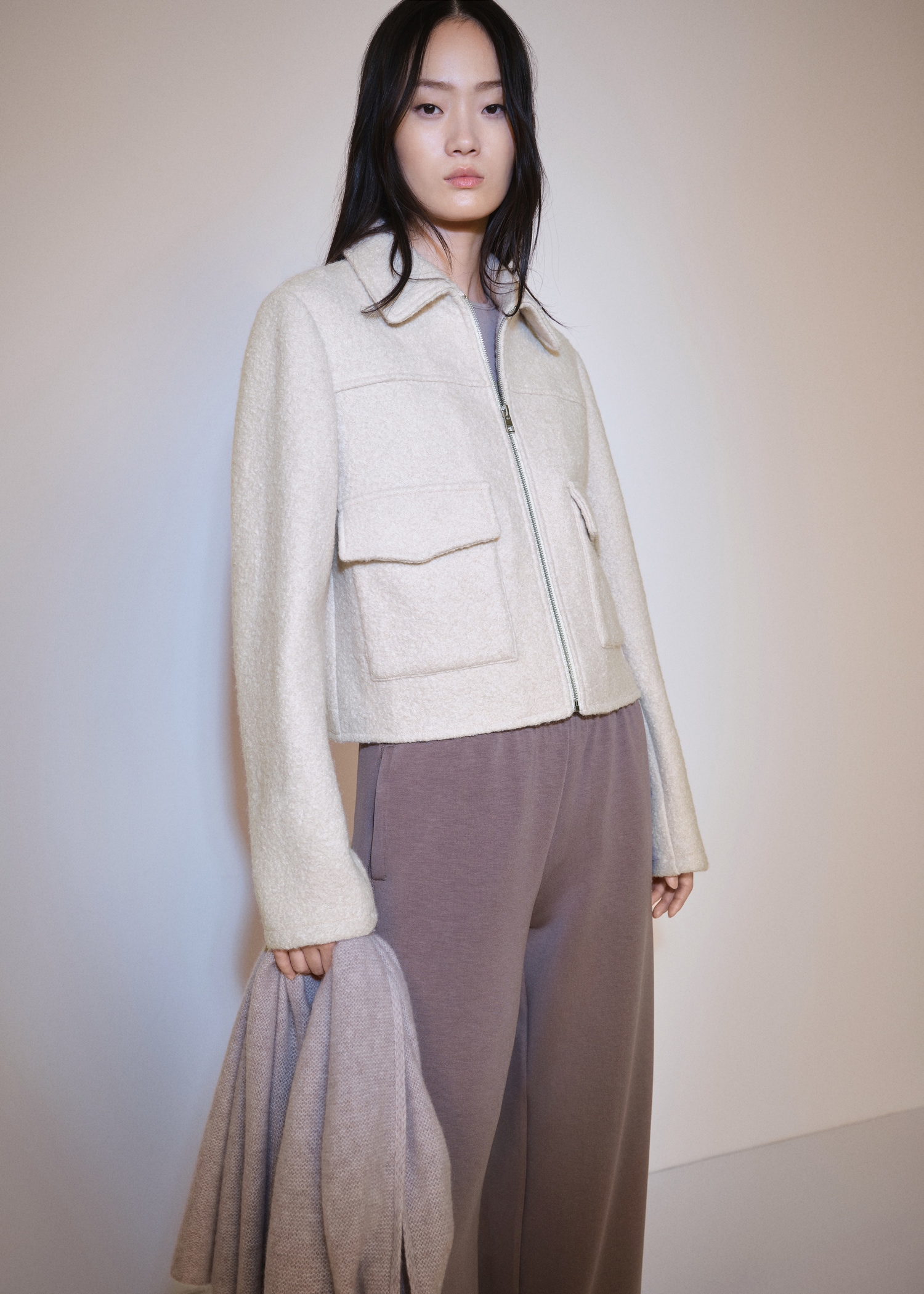 Wool jacket with pockets - Medium plane