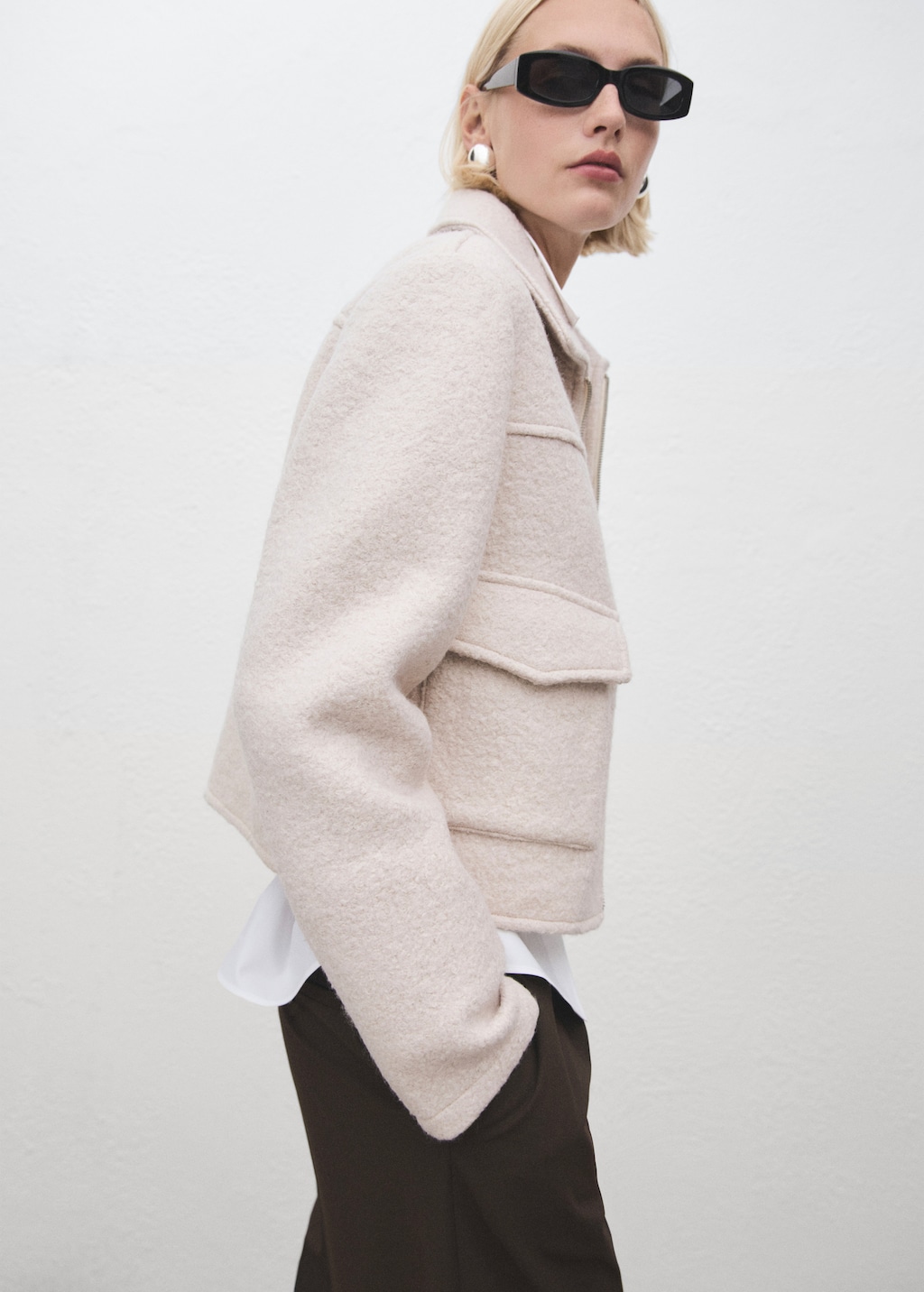 Wool jacket with pockets - Women | MANGO USA