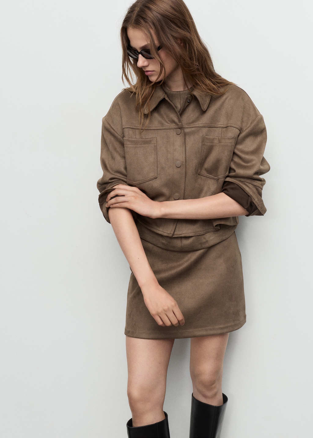 Faux-suede mini skirt