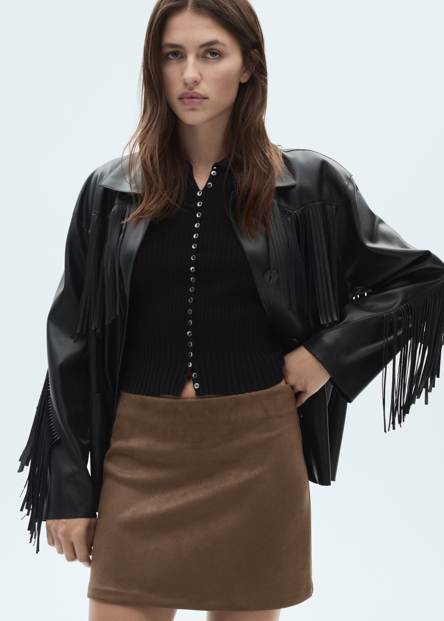 Leather-effect mini-skirt - Details of the article 2